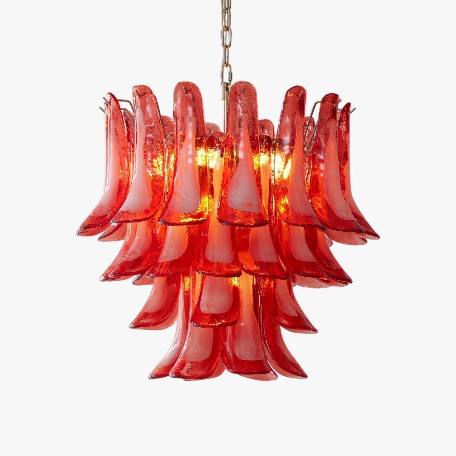 Aurora Chandelier Crimson Murano Glass Petals Layered Vintage - Neutralighting