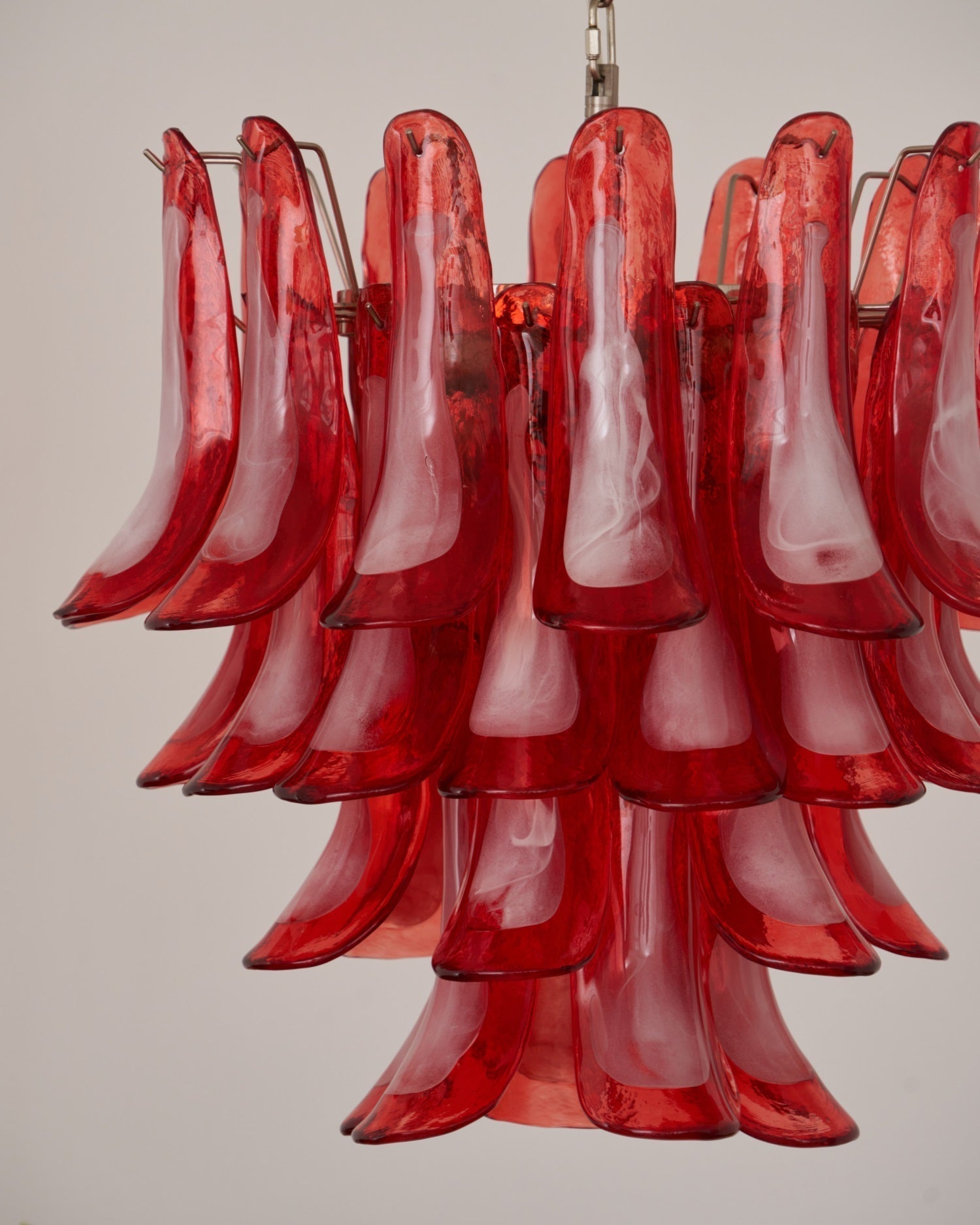 Aurora Chandelier Crimson Murano Glass Petals Layered Vintage - Neutralighting