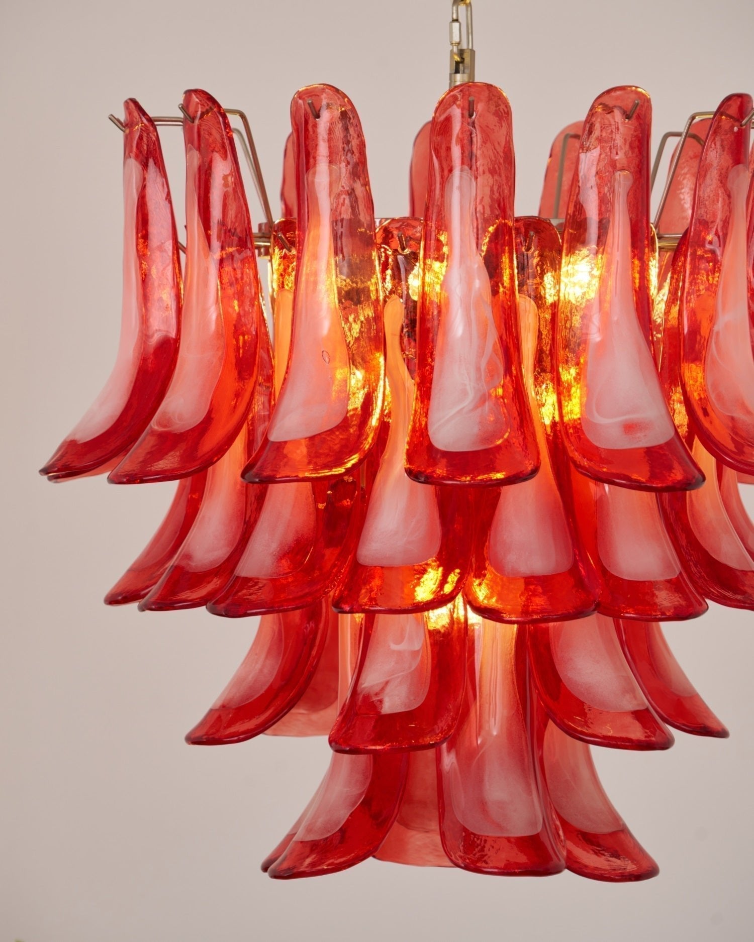 Aurora Chandelier Crimson Murano Glass Petals Layered Vintage - Neutralighting