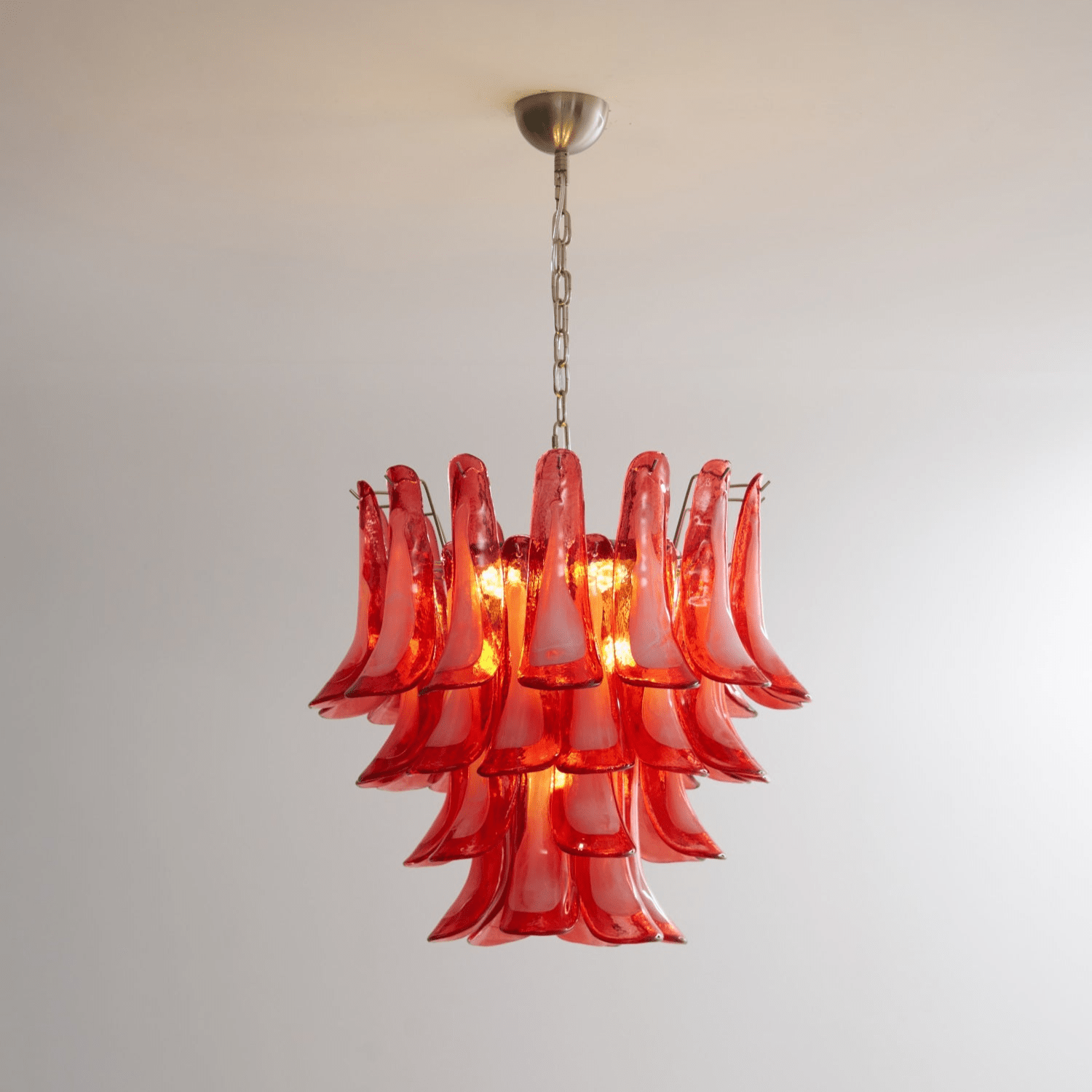 Aurora Chandelier Crimson Murano Glass Petals Layered Vintage - Neutralighting