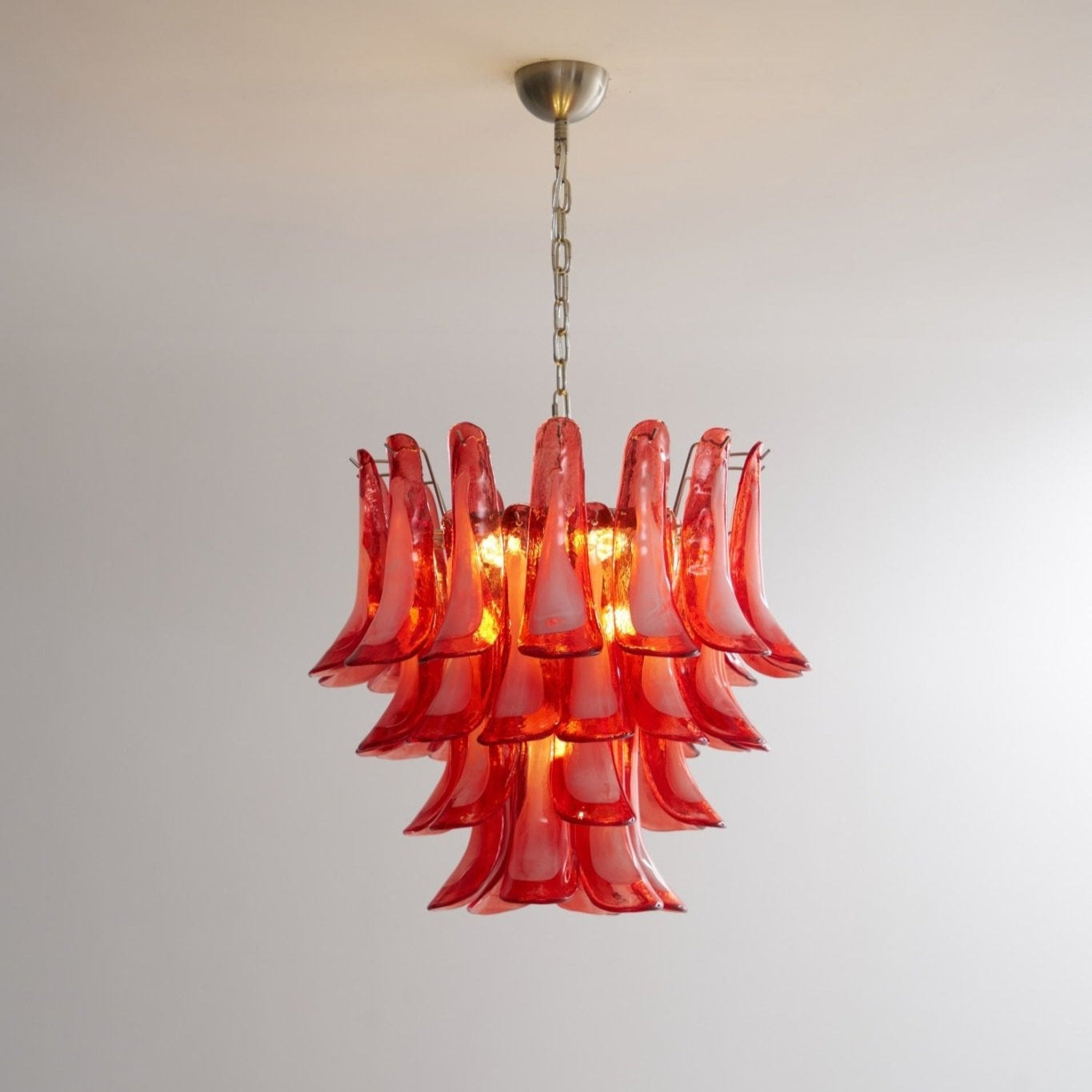 Aurora Chandelier Crimson Murano Glass Petals Layered Vintage - Neutralighting