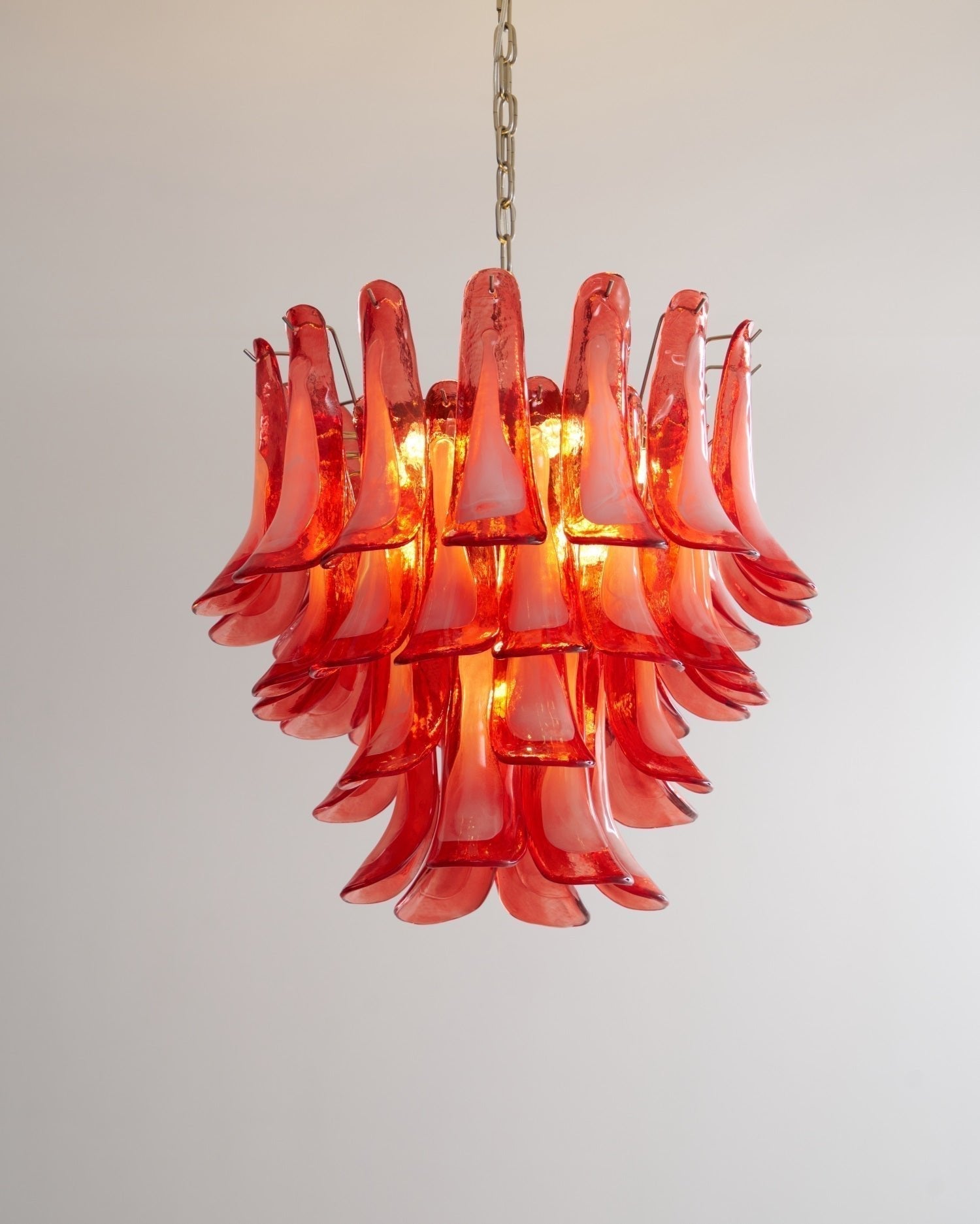 Aurora Chandelier Crimson Murano Glass Petals Layered Vintage - Neutralighting