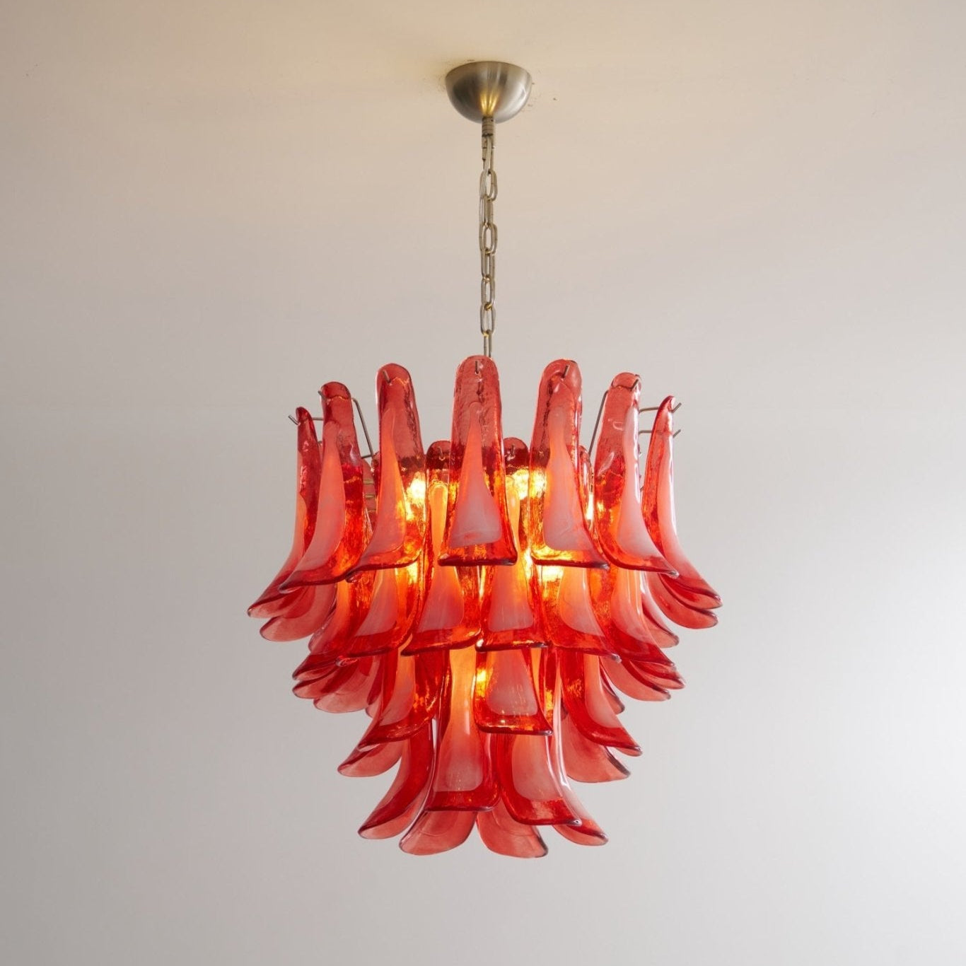 Aurora Chandelier Crimson Murano Glass Petals Layered Vintage - Neutralighting