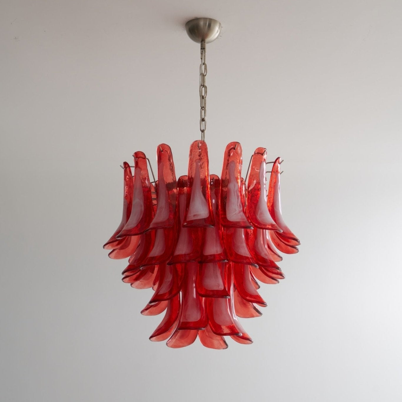 Aurora Chandelier Crimson Murano Glass Petals Layered Vintage - Neutralighting