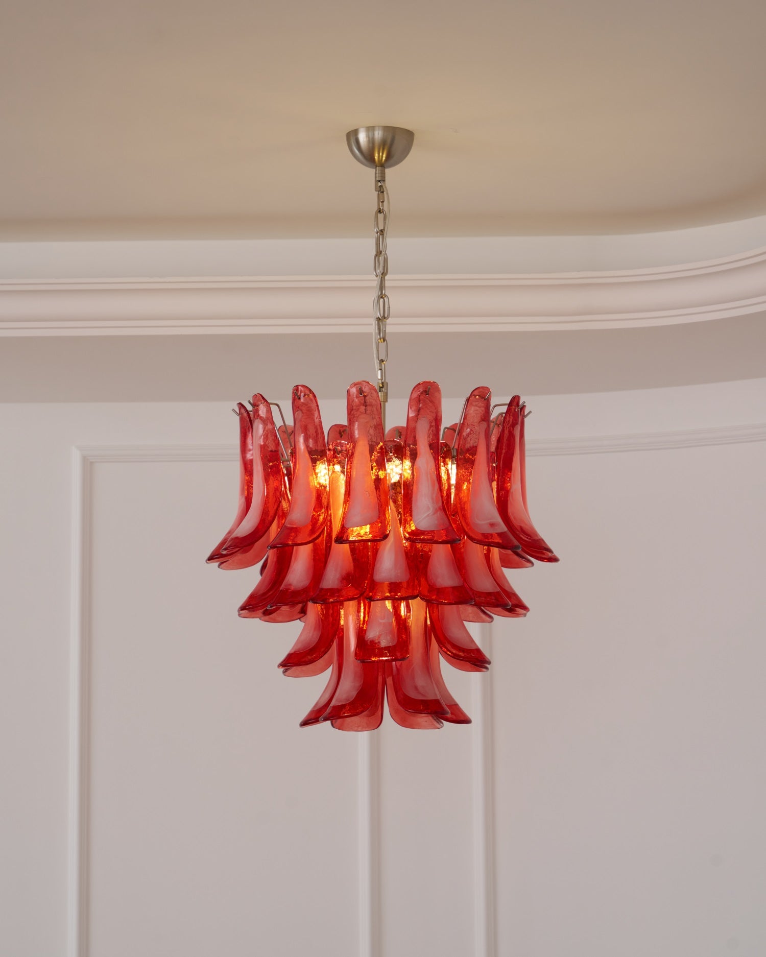 Aurora Chandelier Crimson Murano Glass Petals Layered Vintage - Neutralighting