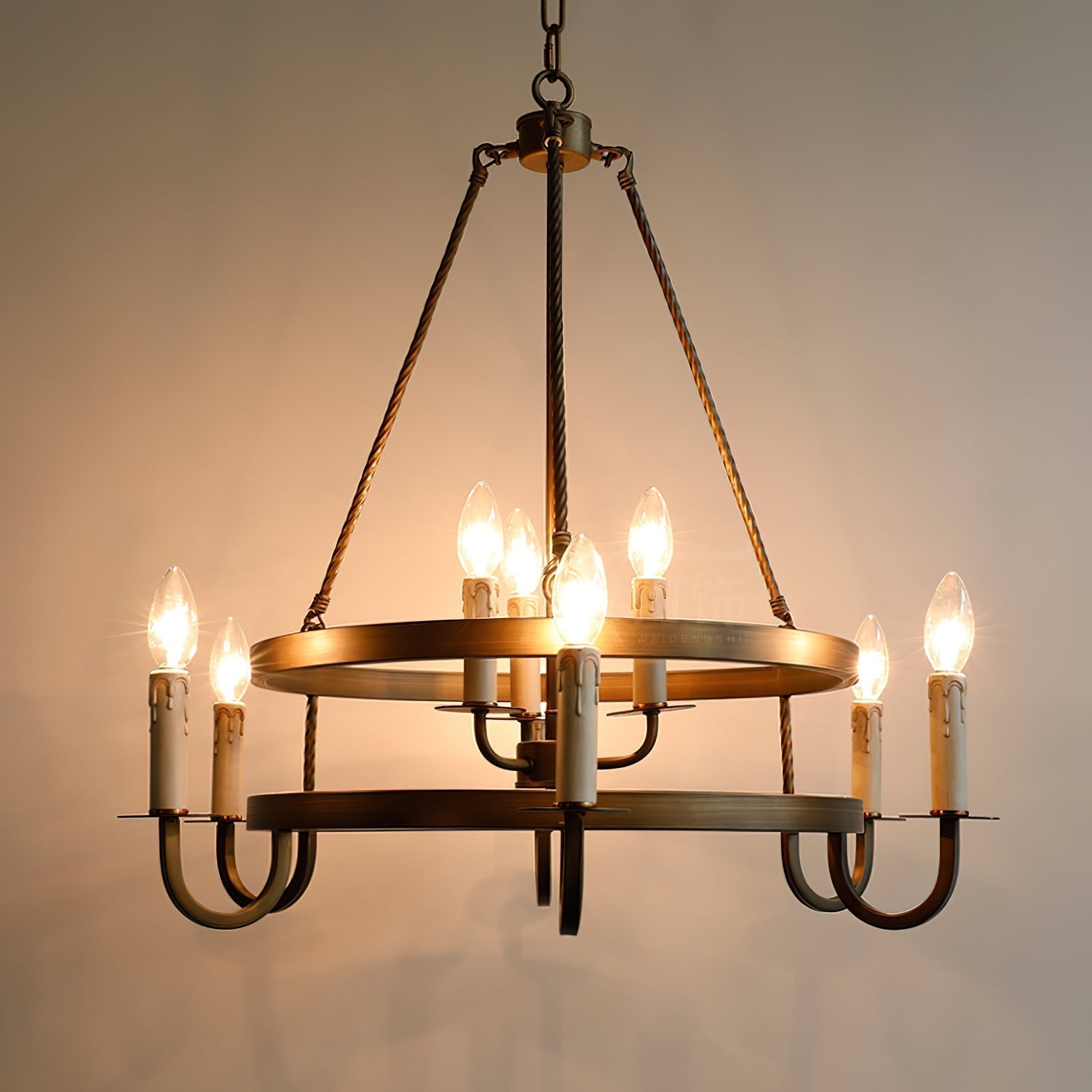Woven Klassischer Wagenrad-Kronleuchter aus Kunststoff-Letslighting