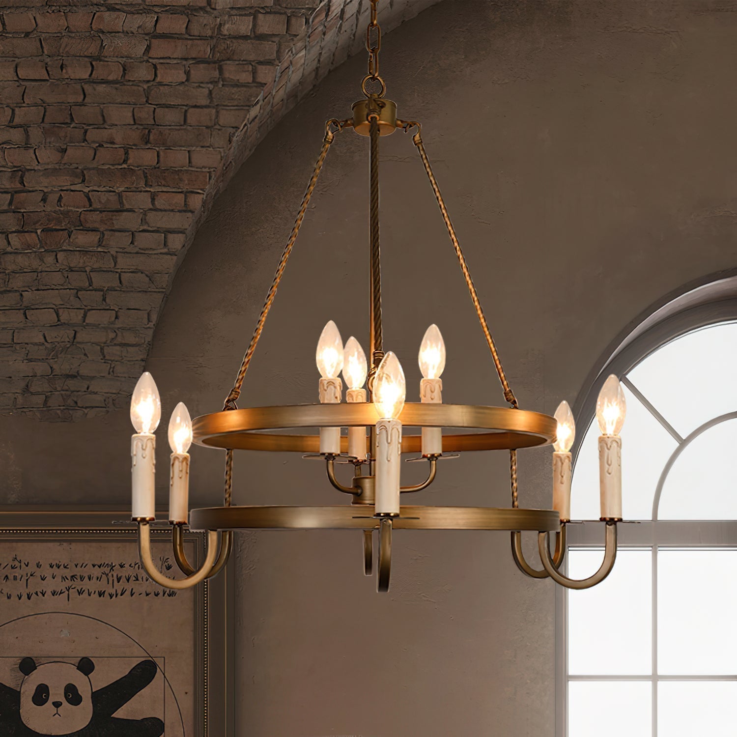 Woven Klassischer Wagenrad-Kronleuchter aus Kunststoff-Letslighting