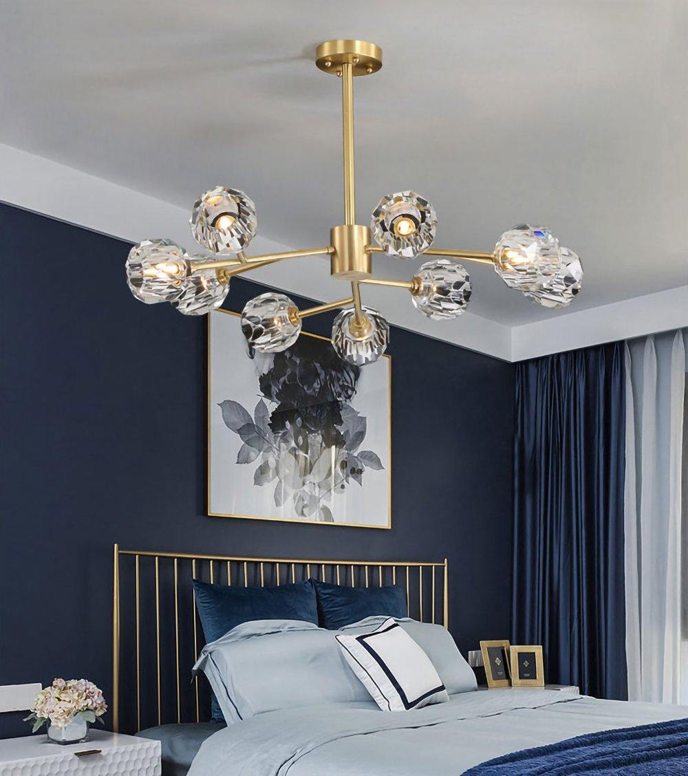 Lustra Kristallkugel Pendelleuchte Messing Cluster-Letslighting