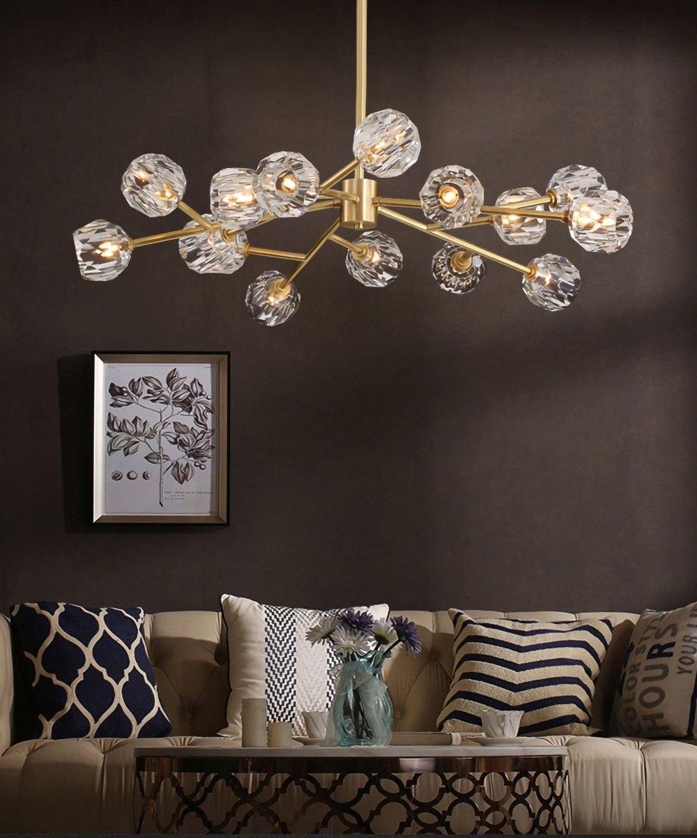 Lustra Kristallkugel Pendelleuchte Messing Cluster-Letslighting