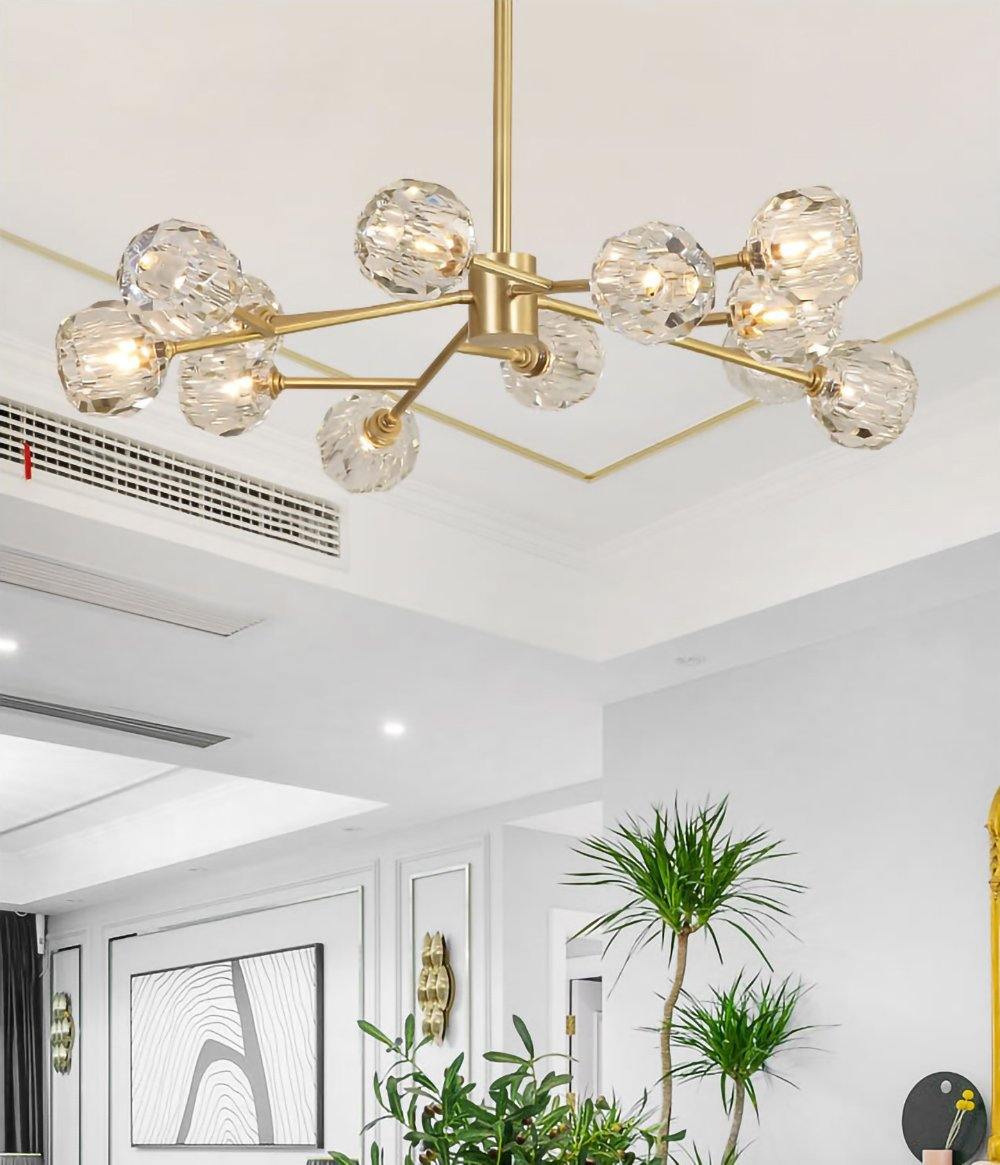 Lustra Kristallkugel Pendelleuchte Messing Cluster-Letslighting
