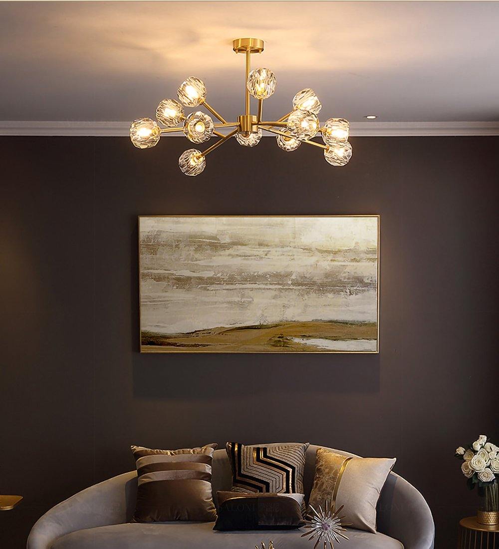 Lustra Kristallkugel Pendelleuchte Messing Cluster-Letslighting