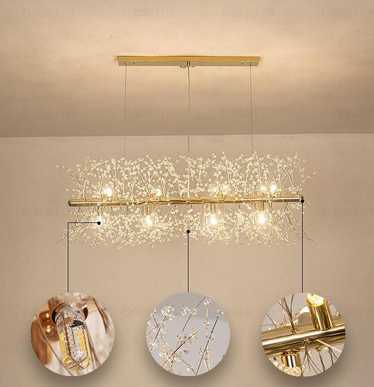 Lustra Kronleuchter Messing Lineare Kristallzweige-Letslighting