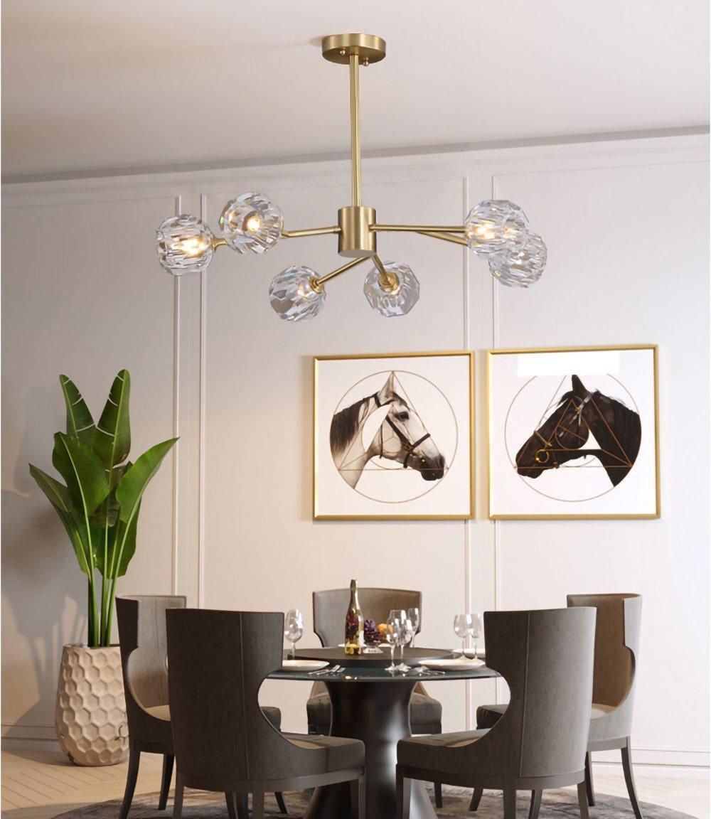 Lustra Kristallkugel Pendelleuchte Messing Cluster-Letslighting