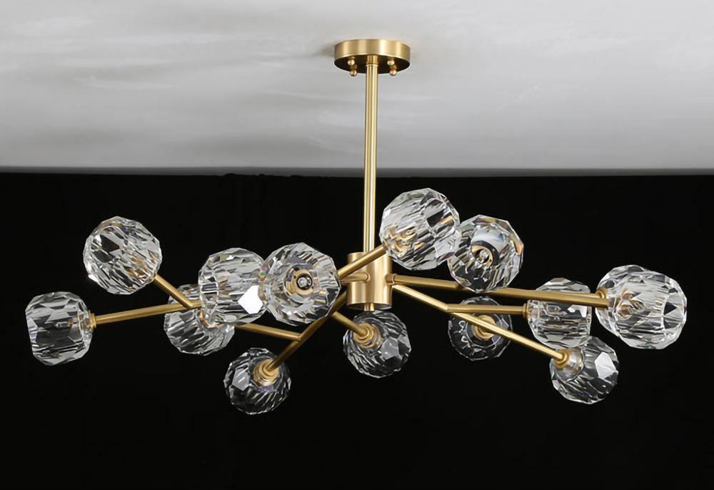 Lustra Kristallkugel Pendelleuchte Messing Cluster-Letslighting