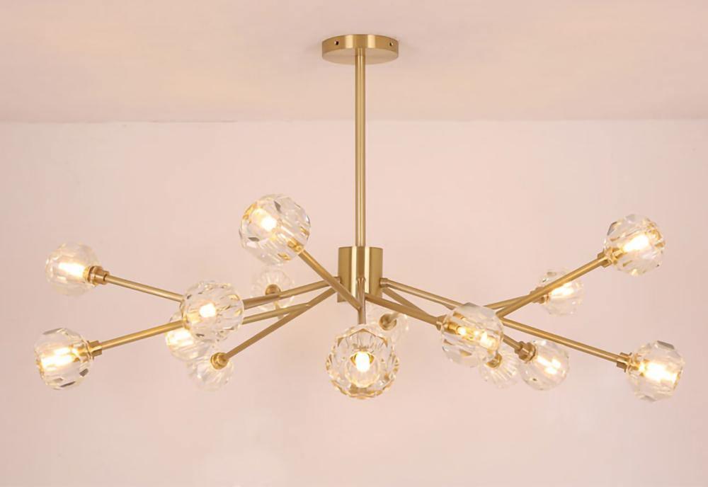 Lustra Kristallkugel Pendelleuchte Messing Cluster-Letslighting