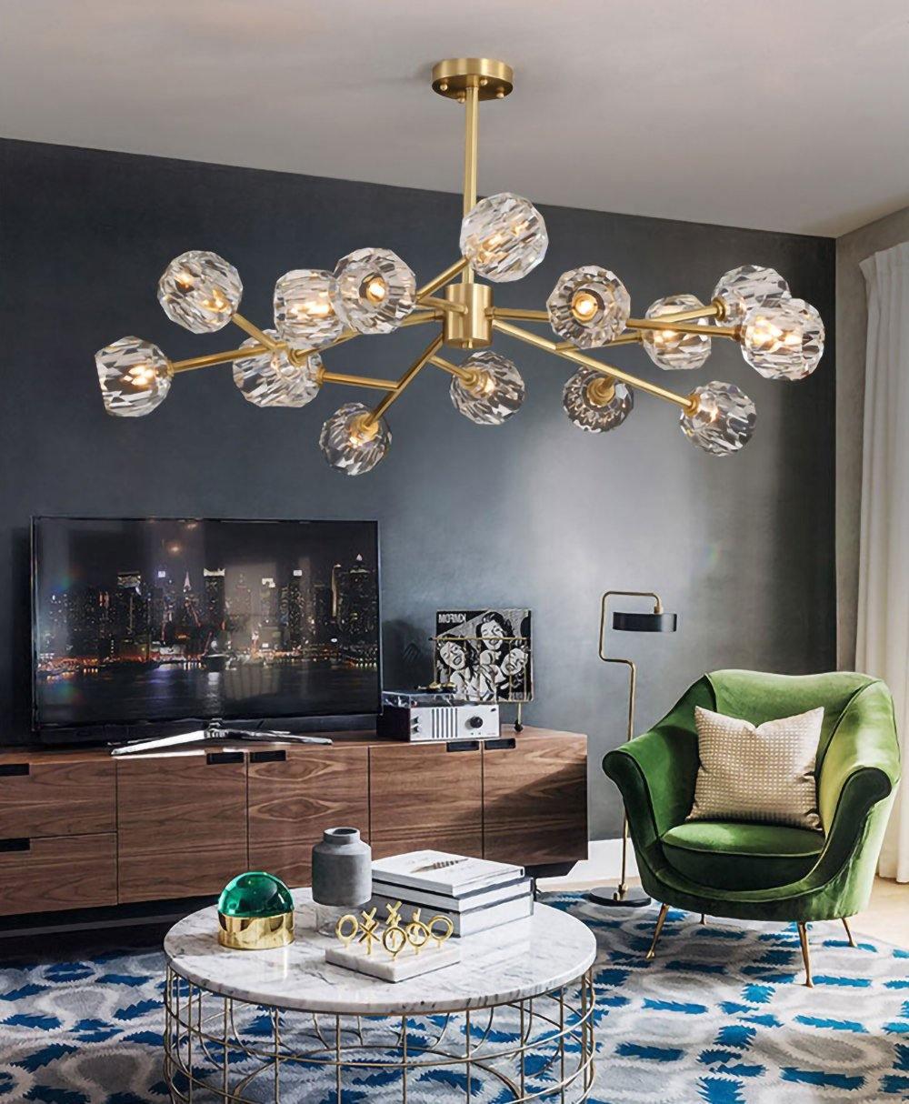 Lustra Kristallkugel Pendelleuchte Messing Cluster-Letslighting