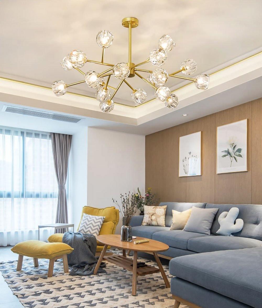 Lustra Kristallkugel Pendelleuchte Messing Cluster-Letslighting