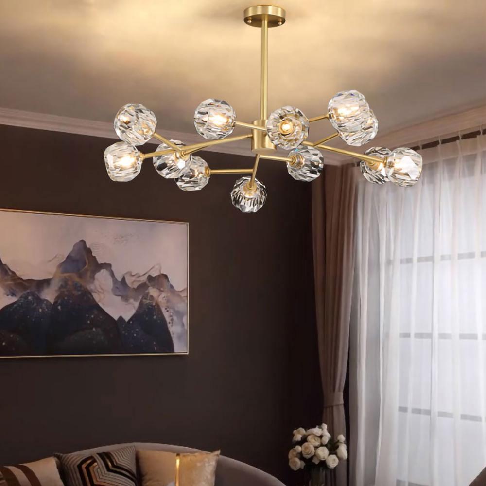 Lustra Kristallkugel Pendelleuchte Messing Cluster-Letslighting