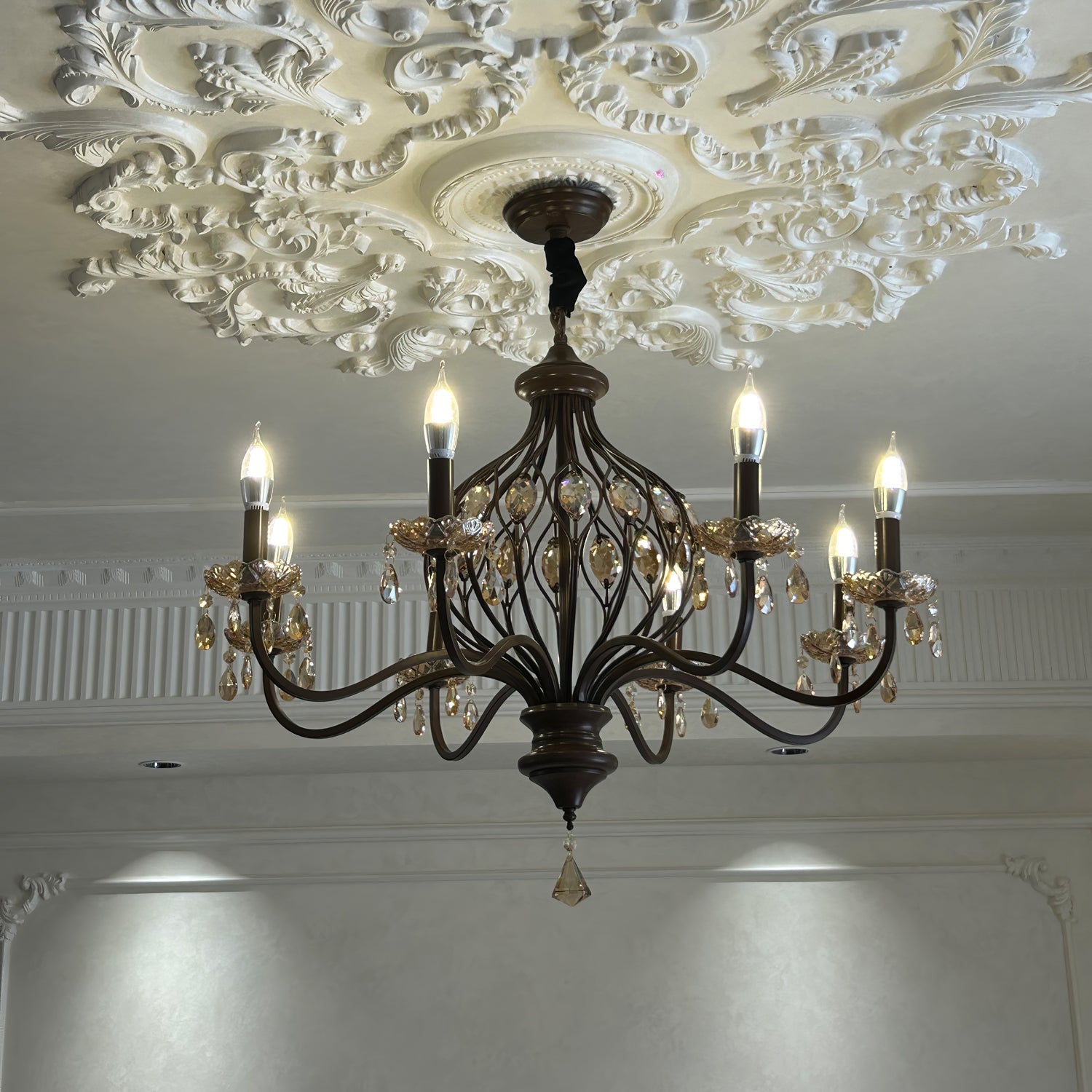 Enorel Vintage Kronleuchter aus Bronze und Kristall-Letslighting