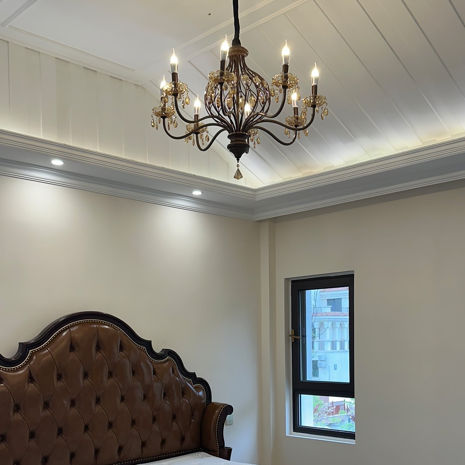 Enorel Vintage Kronleuchter aus Bronze und Kristall-Letslighting