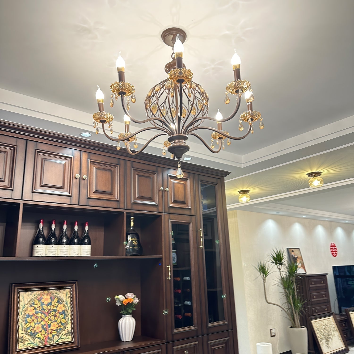 Enorel Vintage Kronleuchter aus Bronze und Kristall-Letslighting