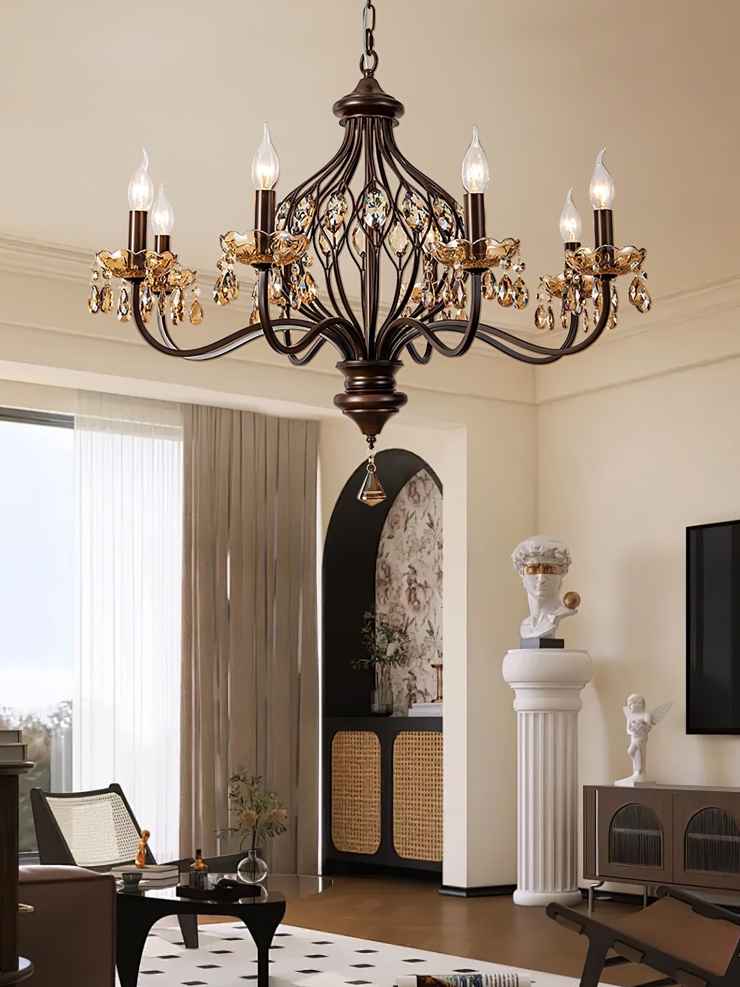 Enorel Vintage Kronleuchter aus Bronze und Kristall-Letslighting