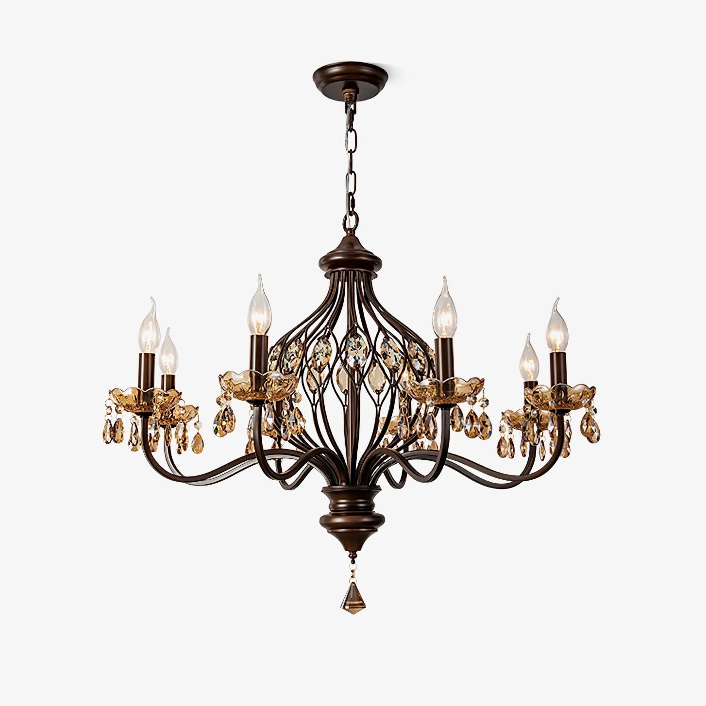 Enorel Vintage Kronleuchter aus Bronze und Kristall-Letslighting