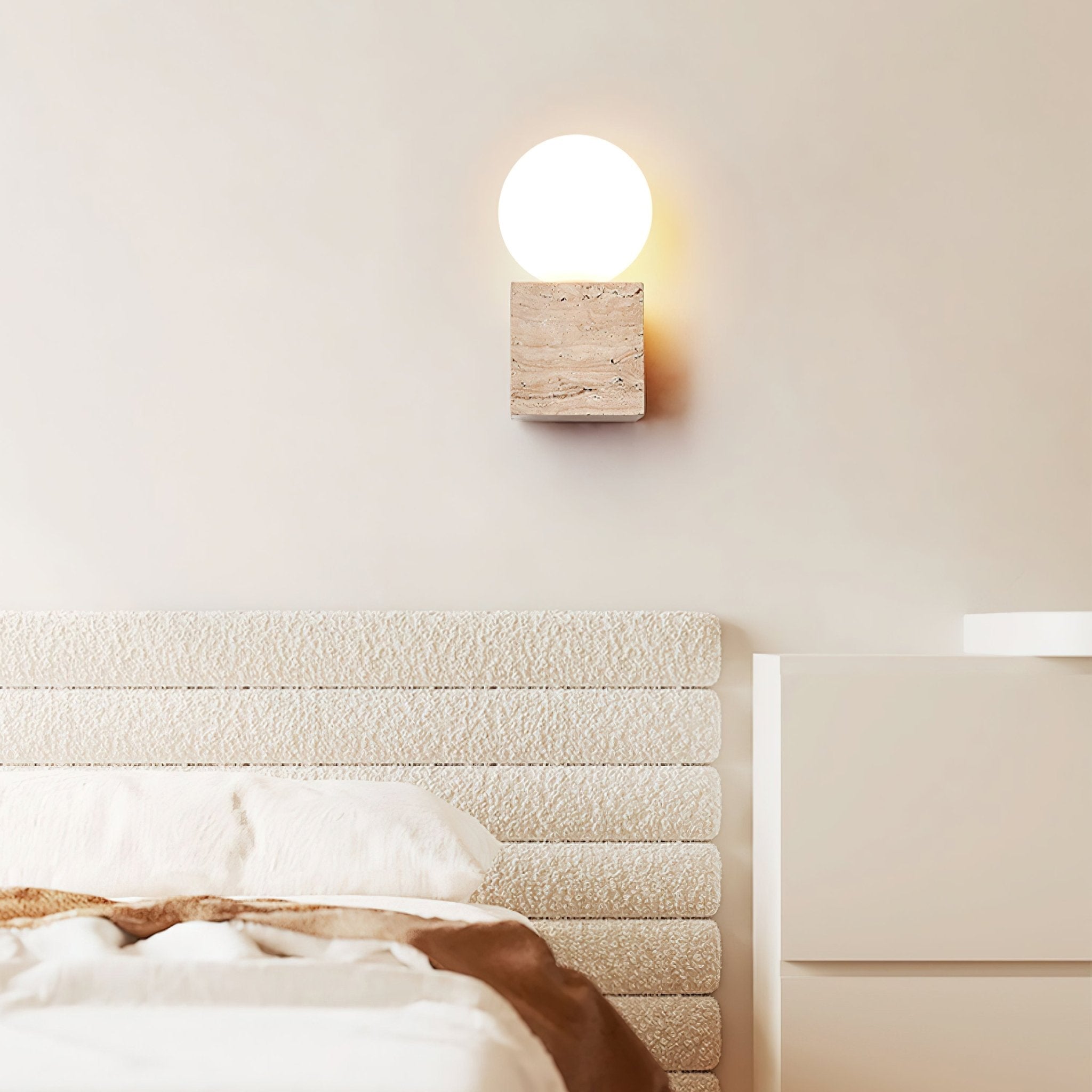 Eurlaean Würfelfuß Travertin Wandleuchte-Letslighting