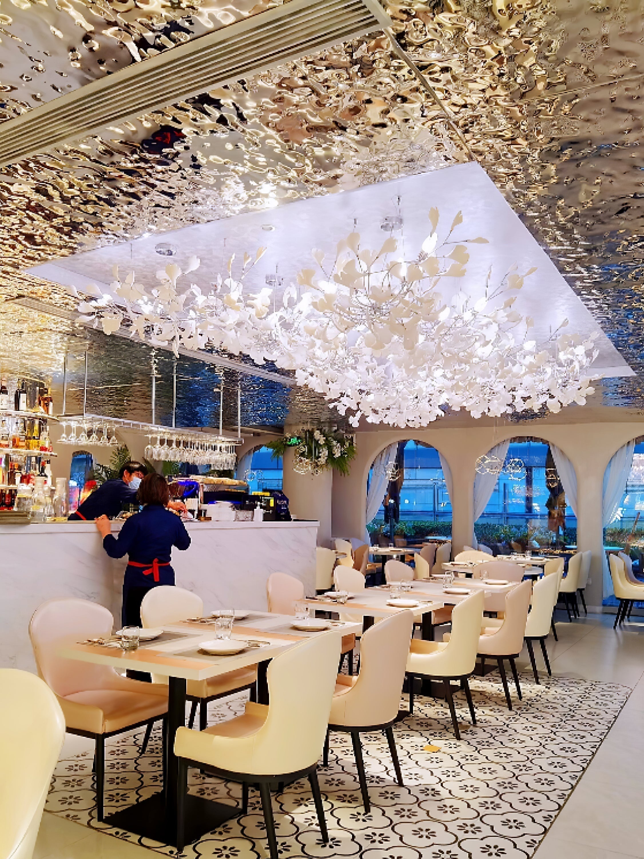 Olivia Keramik Gingko Blatt Kronleuchter-Letslighting