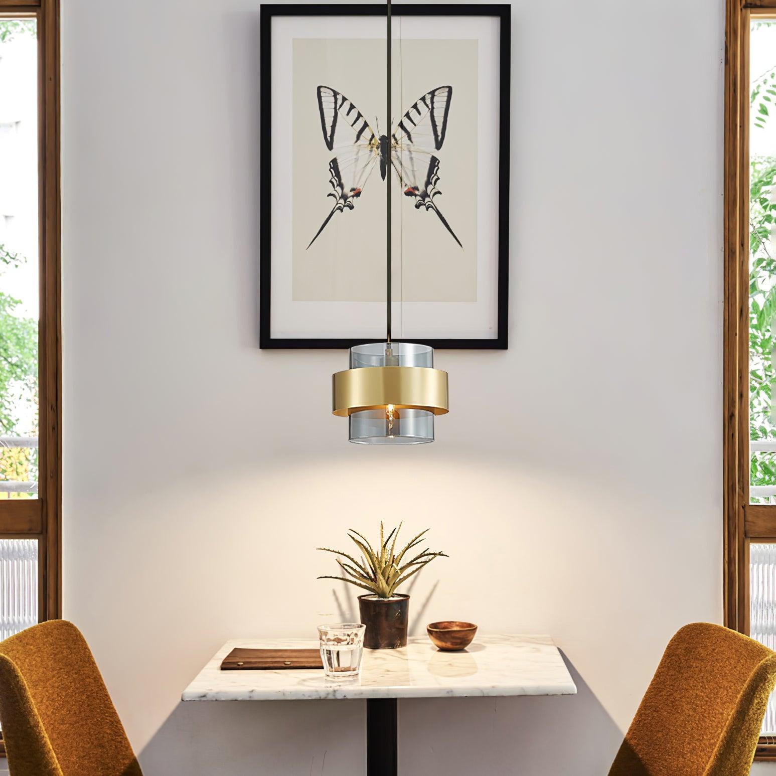 Solara Pendelleuchte Messing Zylinder Glas Modern-Letslighting