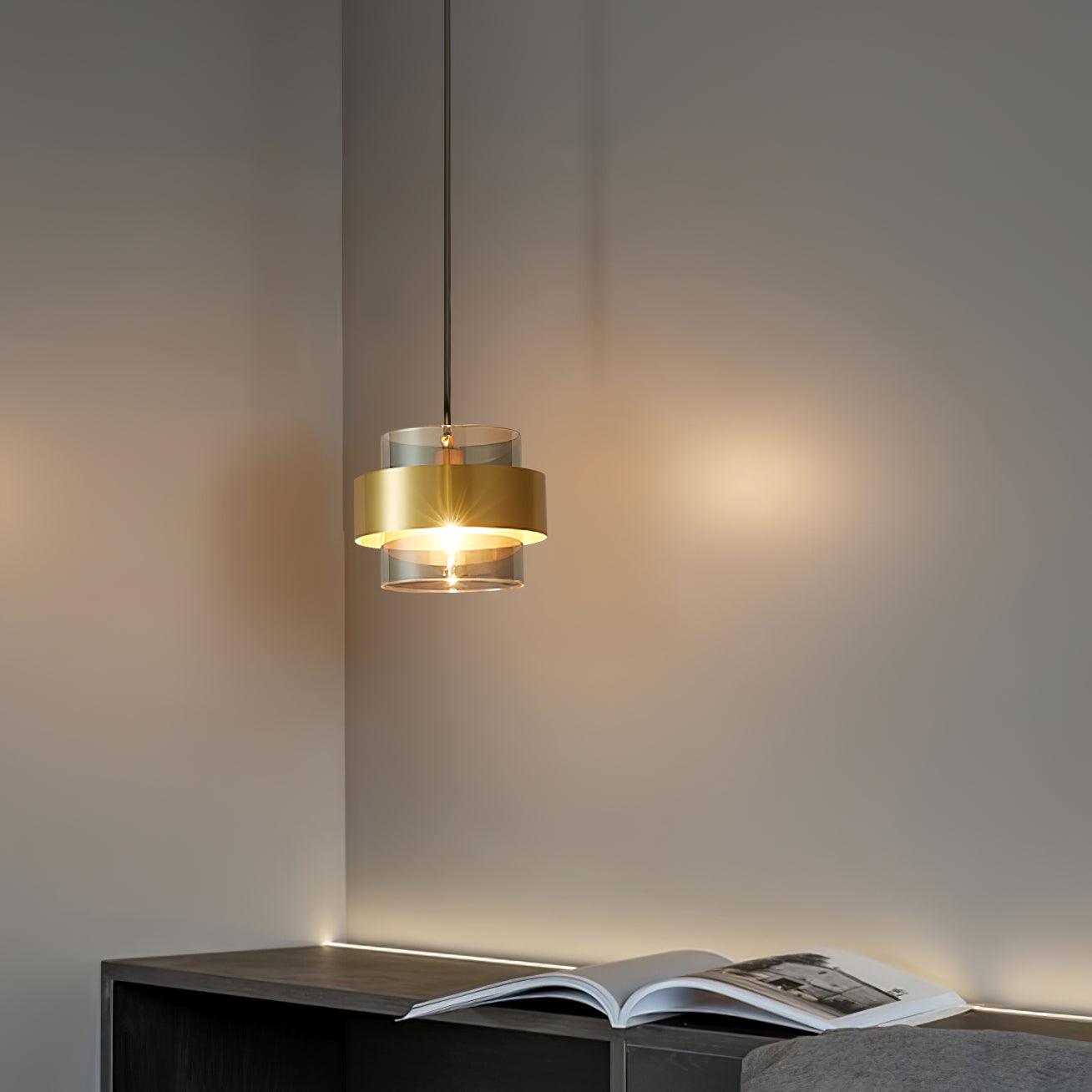 Solara Pendelleuchte Messing Zylinder Glas Modern-Letslighting