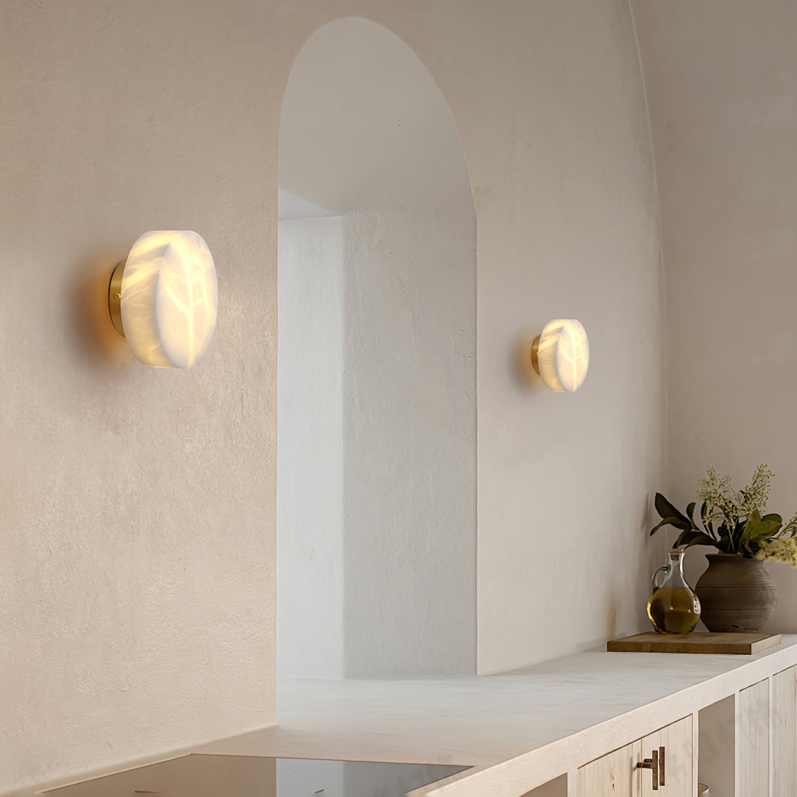 Glim Modern Minimalist Brass Metal Alabaster Wall Lamp - Letslighting