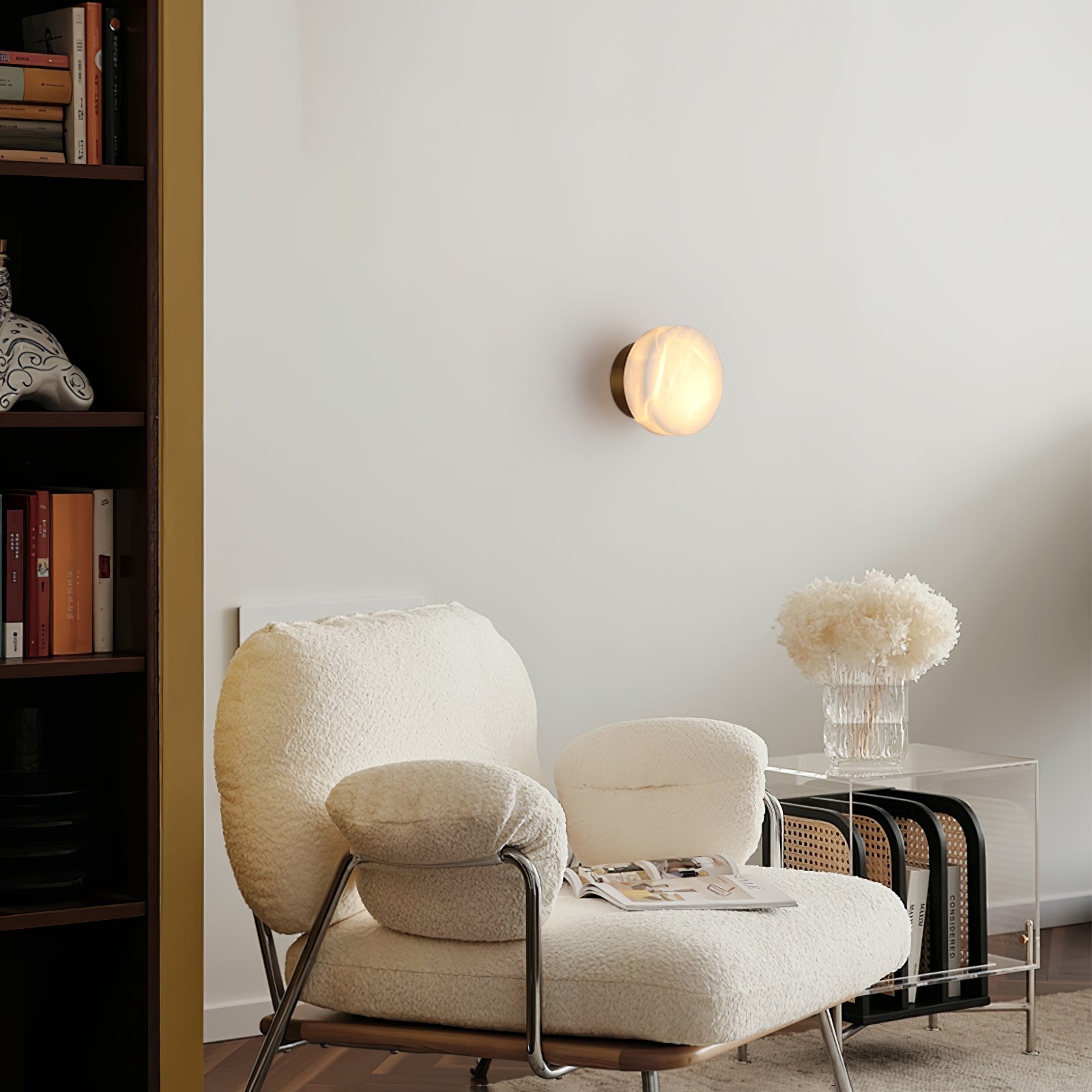 Glim Modern Minimalist Brass Metal Alabaster Wall Lamp - Letslighting