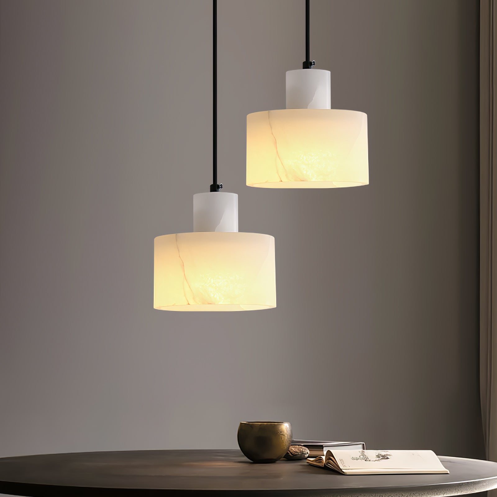 Alabaster Pendant Lgiht Dual Cylindrical - Neutralighting