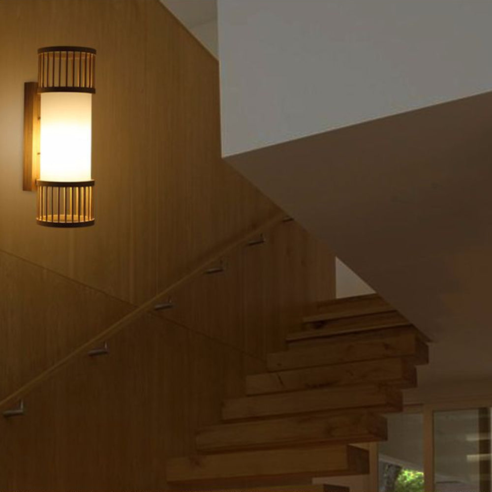 Muto Rustikale LED Wandleuchte Rattan/Acryl 4 Stile Schlafzimmer