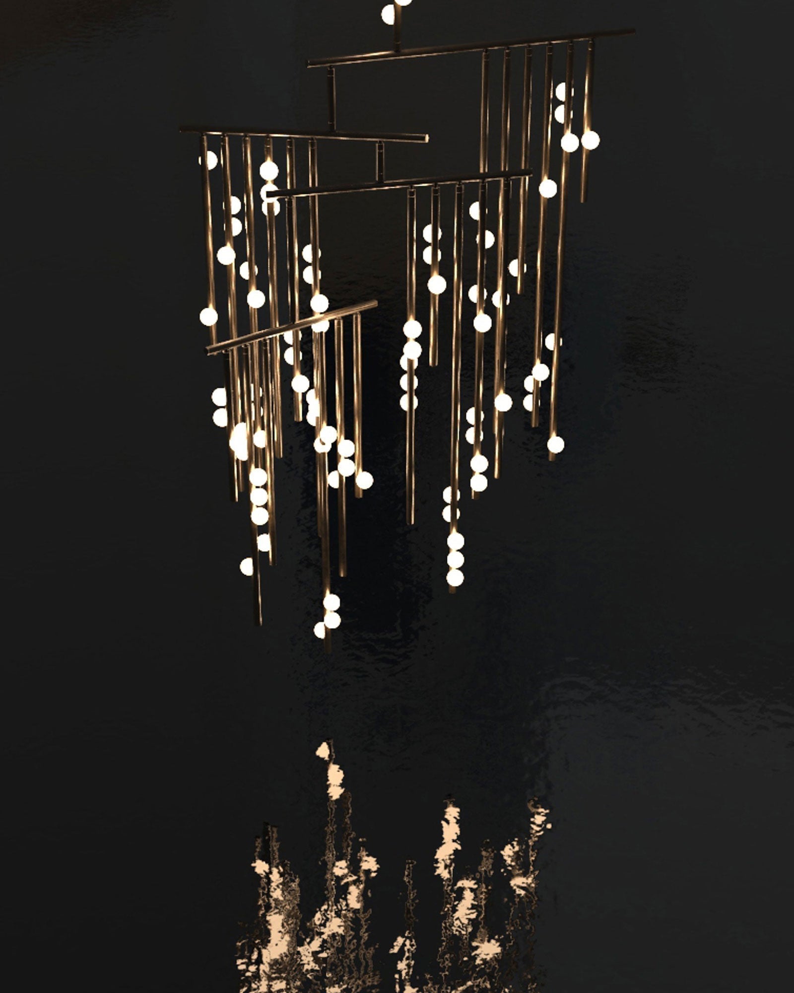 Eurzoris Geometrischer Linearer Kronleuchter aus Messing-Letslighting