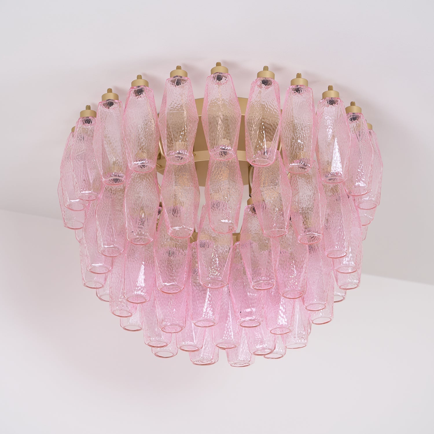 Aurora Ceiling Lamp Poliedri Pink Murano Glass Layered Flush Mount - Neutralighting