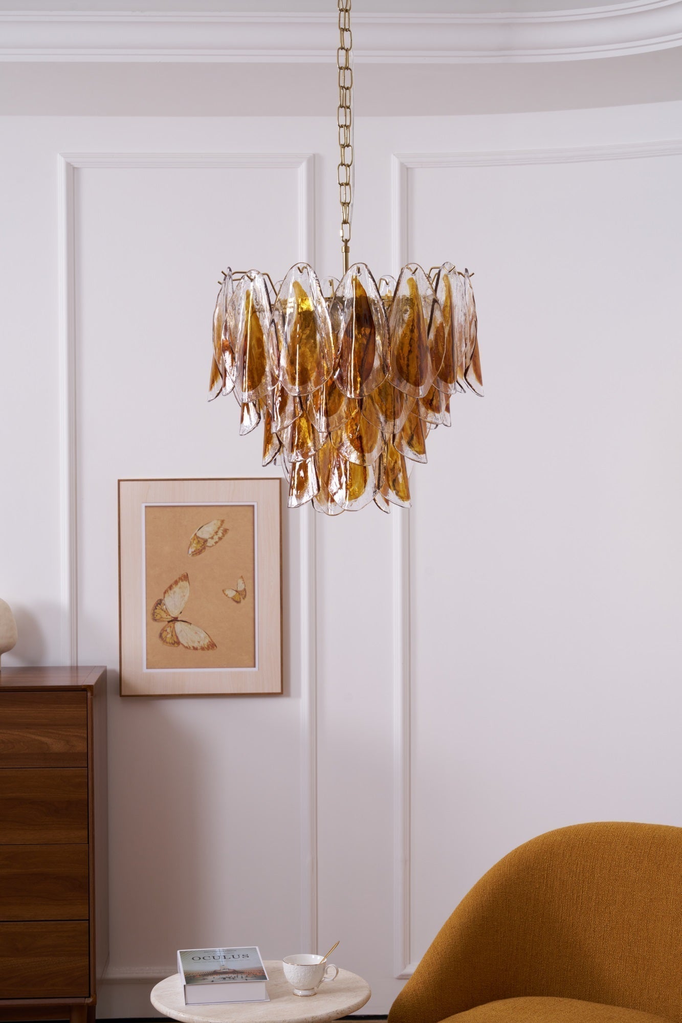 Aurora Chandelier Amber Leaf Glass Layered Organic Warmth - Neutralighting