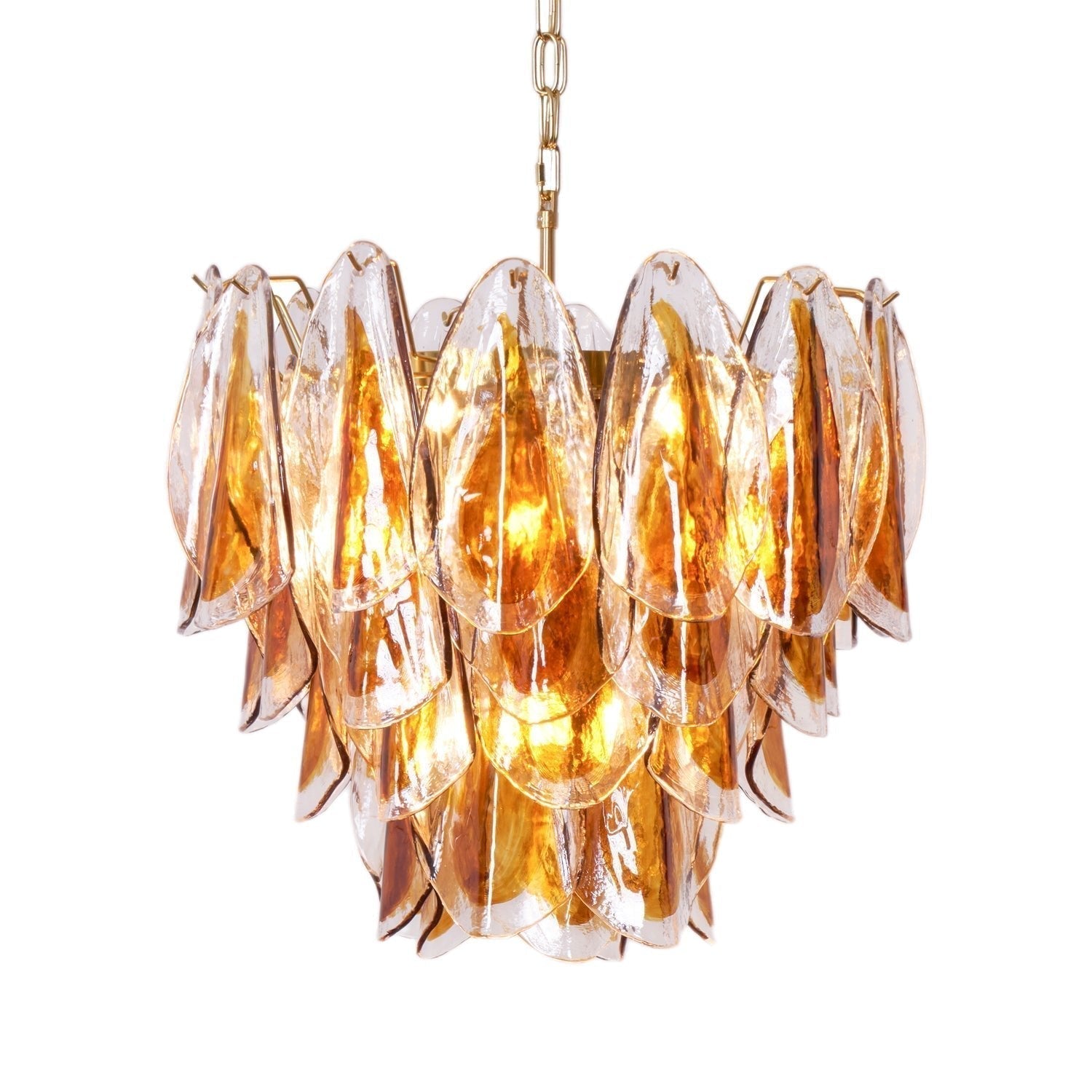 Aurora Chandelier Amber Leaf Glass Layered Organic Warmth - Neutralighting