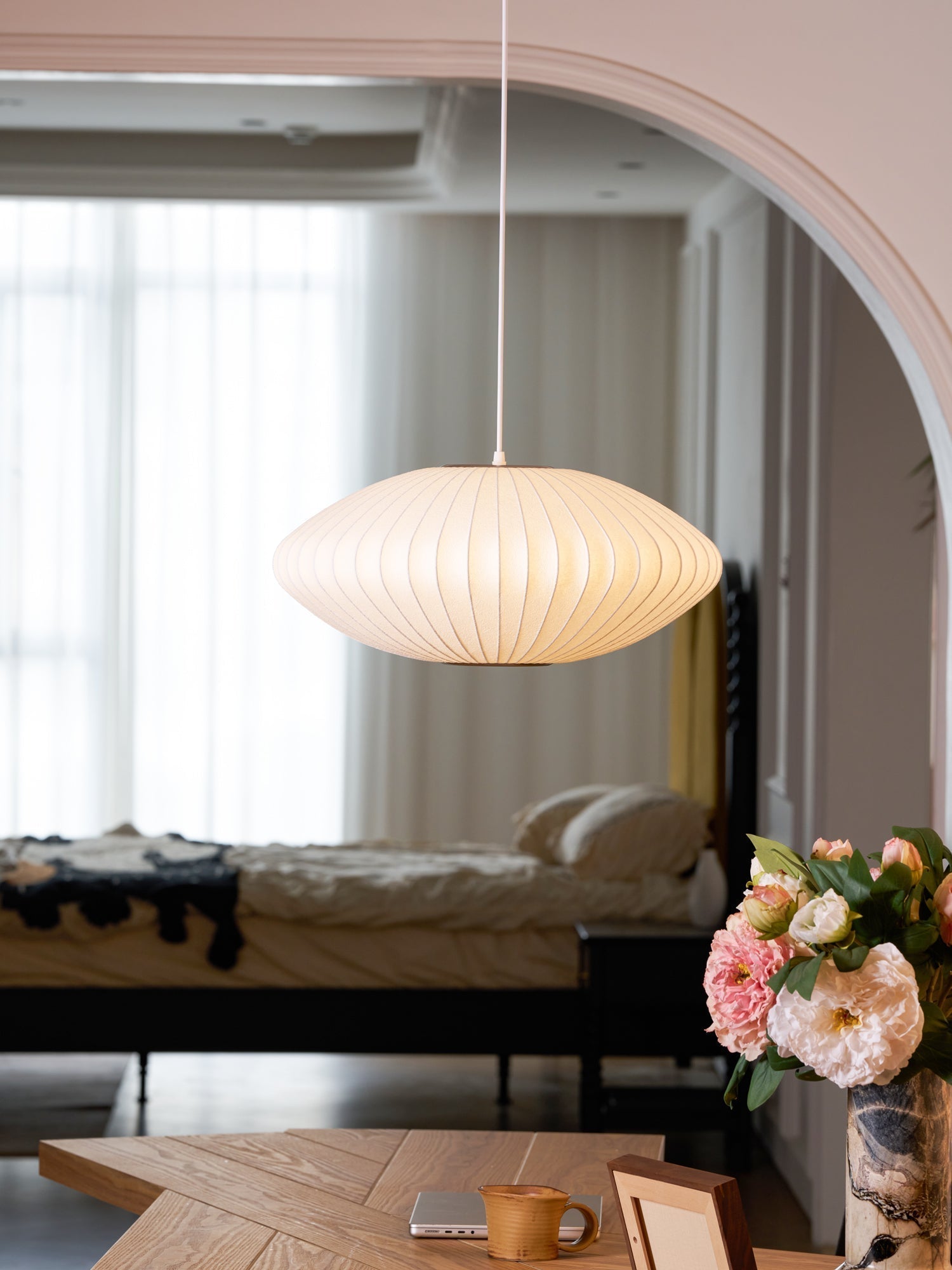 Nebula Blase Maulbeerseide Pendelleuchte Lampe-Letslighting