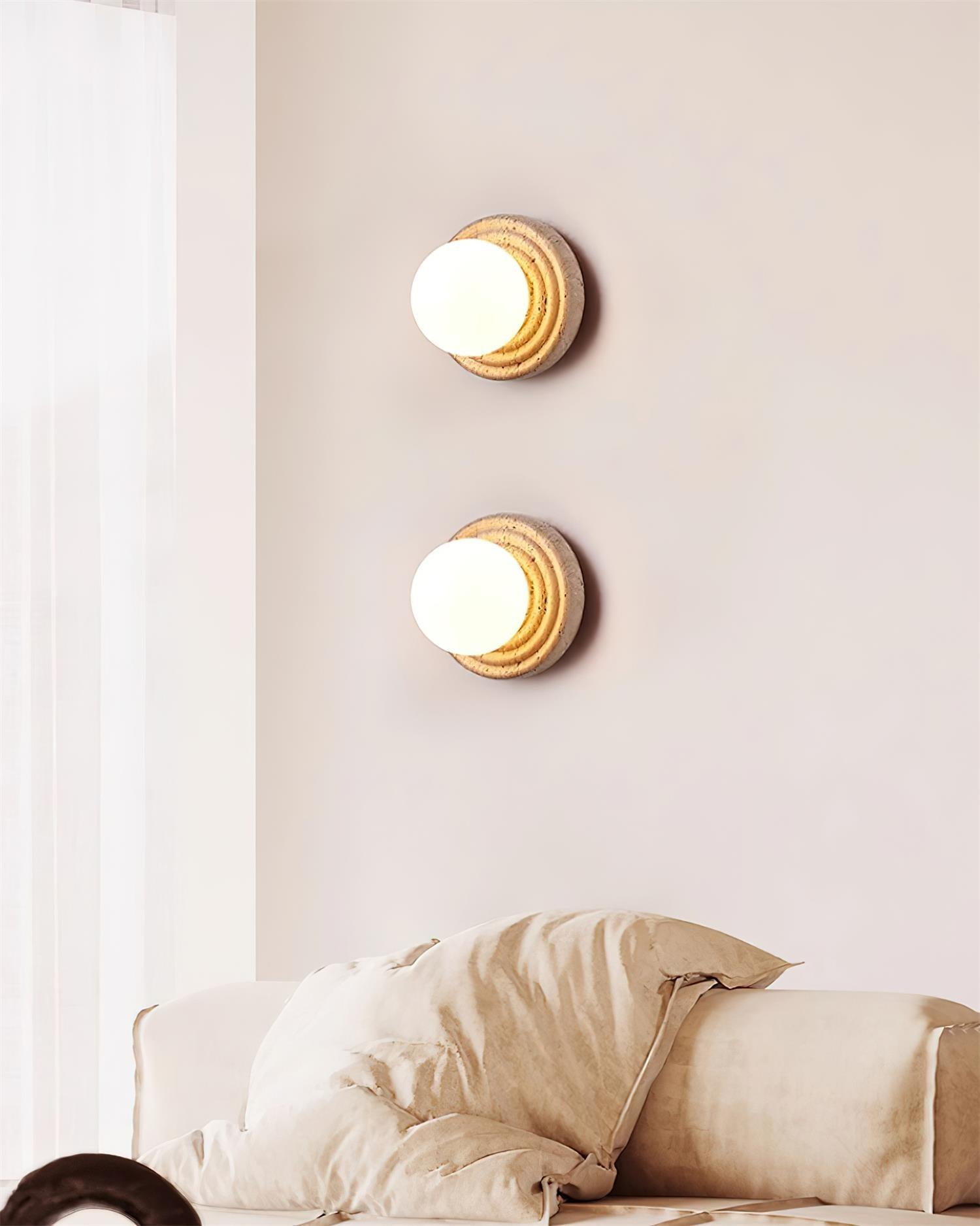 Dahlia Round Wall Lamp Travertine - Letslighting