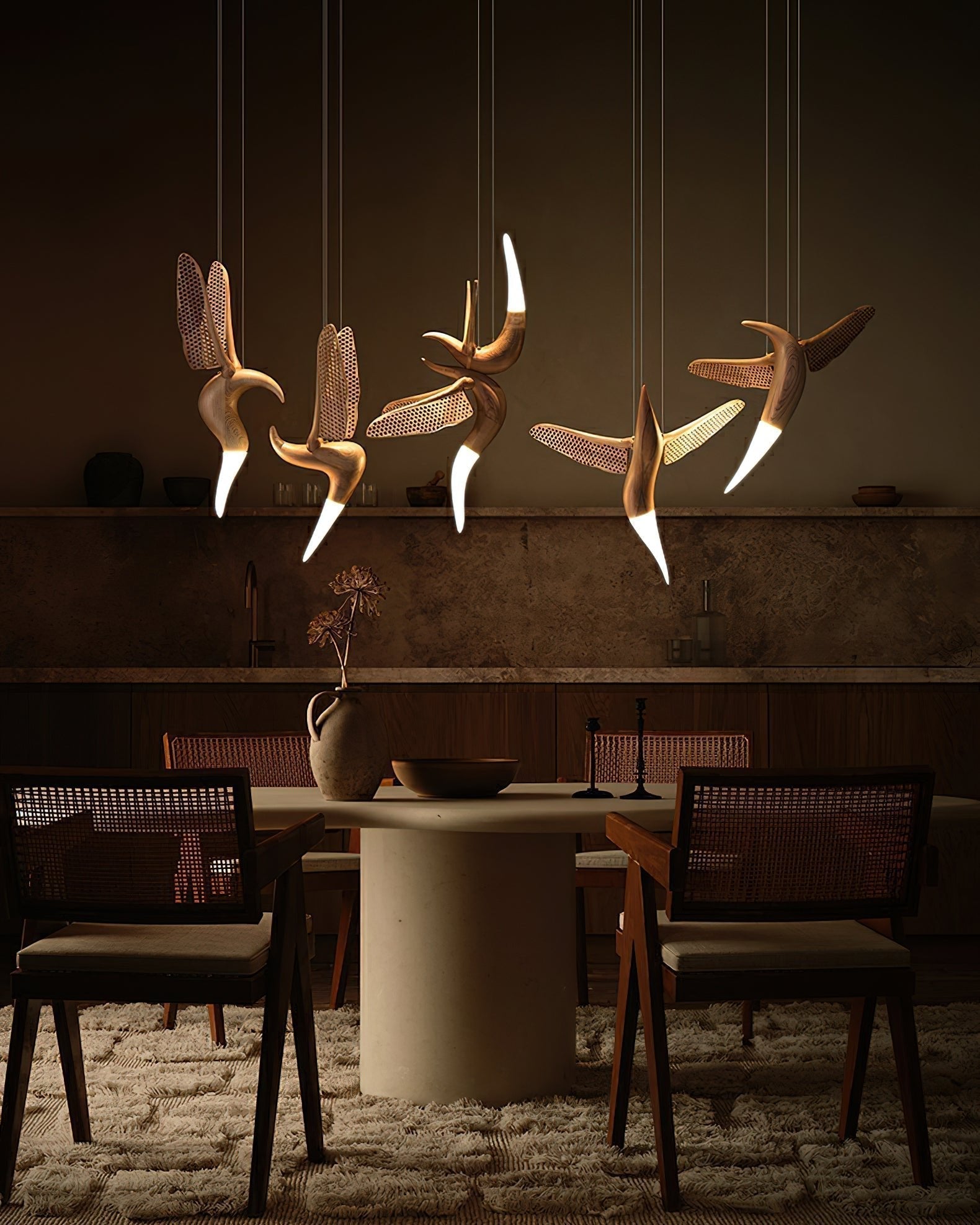 Elsilor Vogelinspirierte Holzpendelleuchte-Letslighting