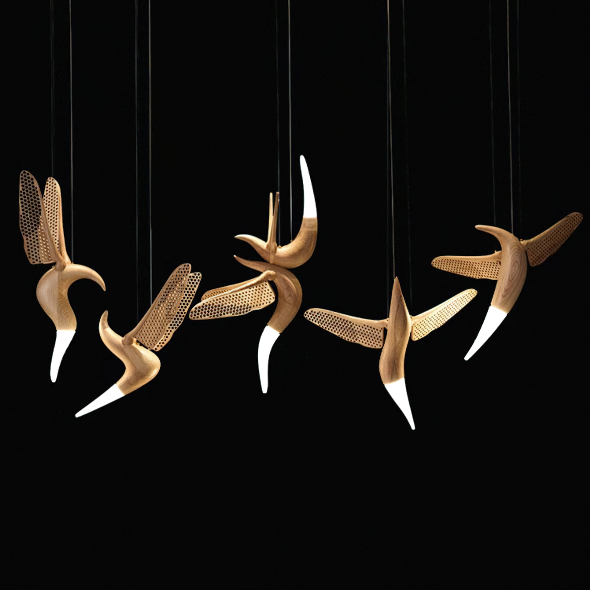Elsilor Vogelinspirierte Holzpendelleuchte-Letslighting