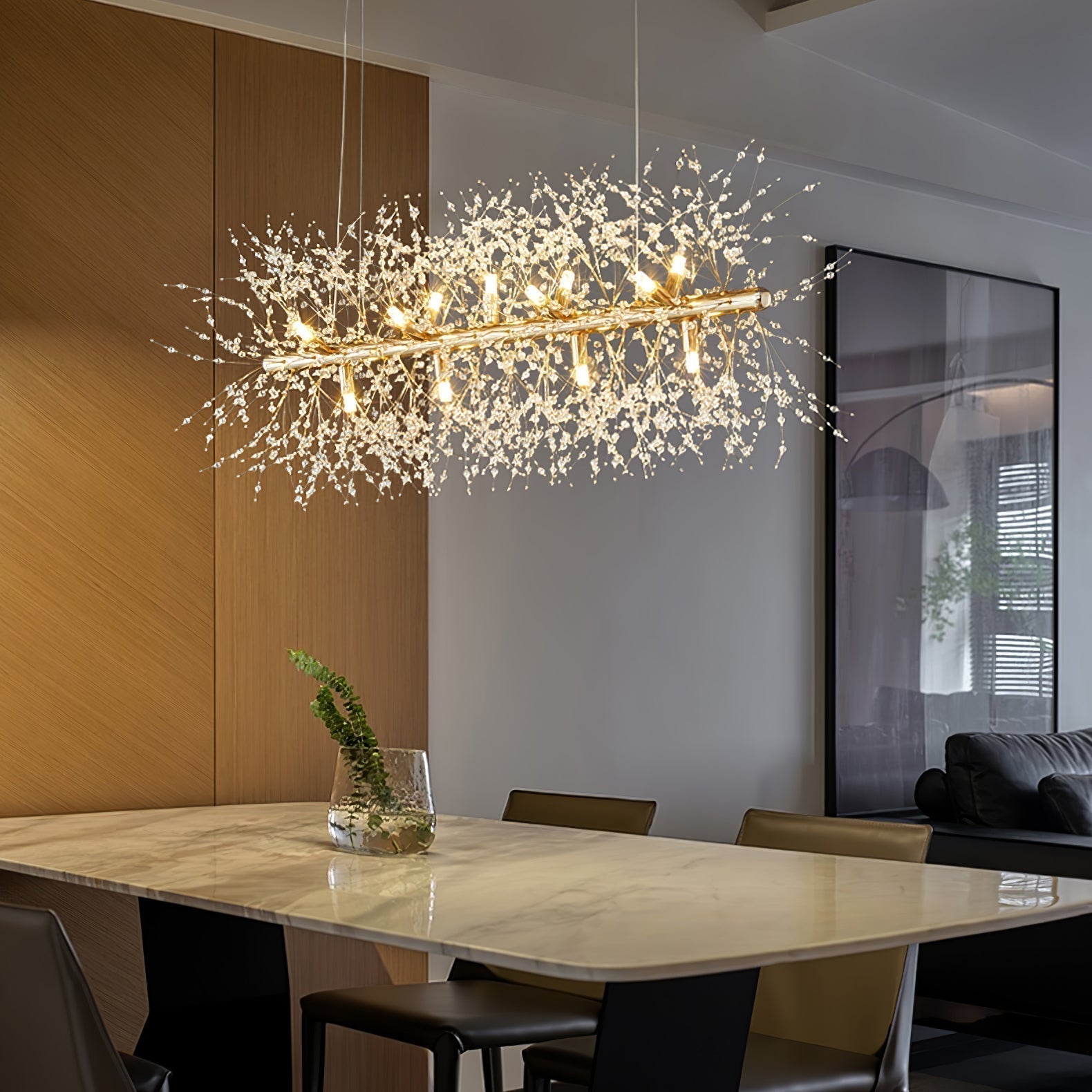 Lustra Kronleuchter Messing Lineare Kristallzweige-Letslighting