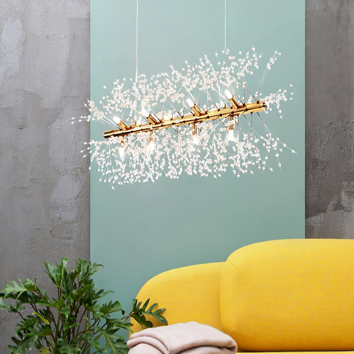Lustra Kronleuchter Messing Lineare Kristallzweige-Letslighting