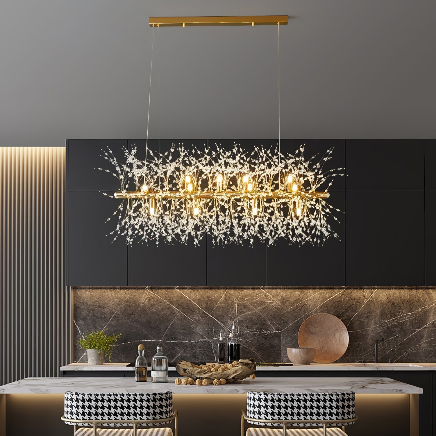 Lustra Kronleuchter Messing Lineare Kristallzweige-Letslighting