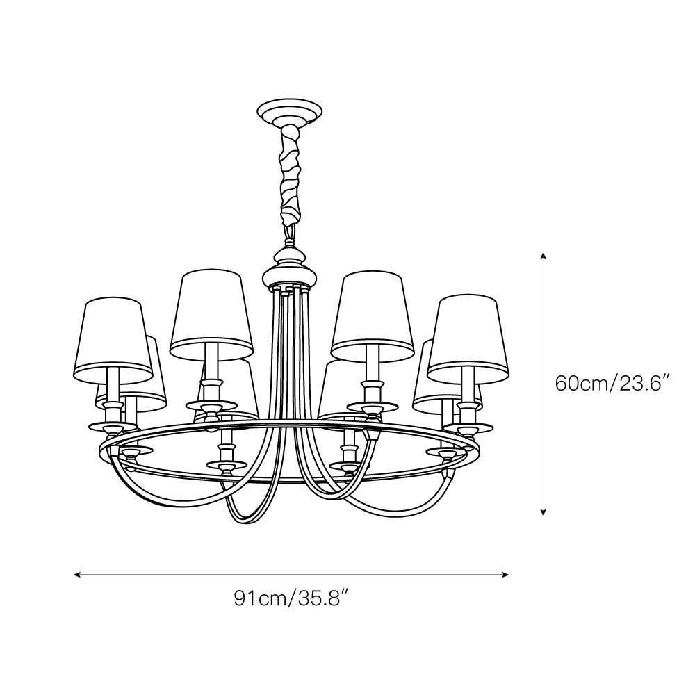 Plume Eleganter Vintage Messing Stoff Kronleuchter-Letslighting