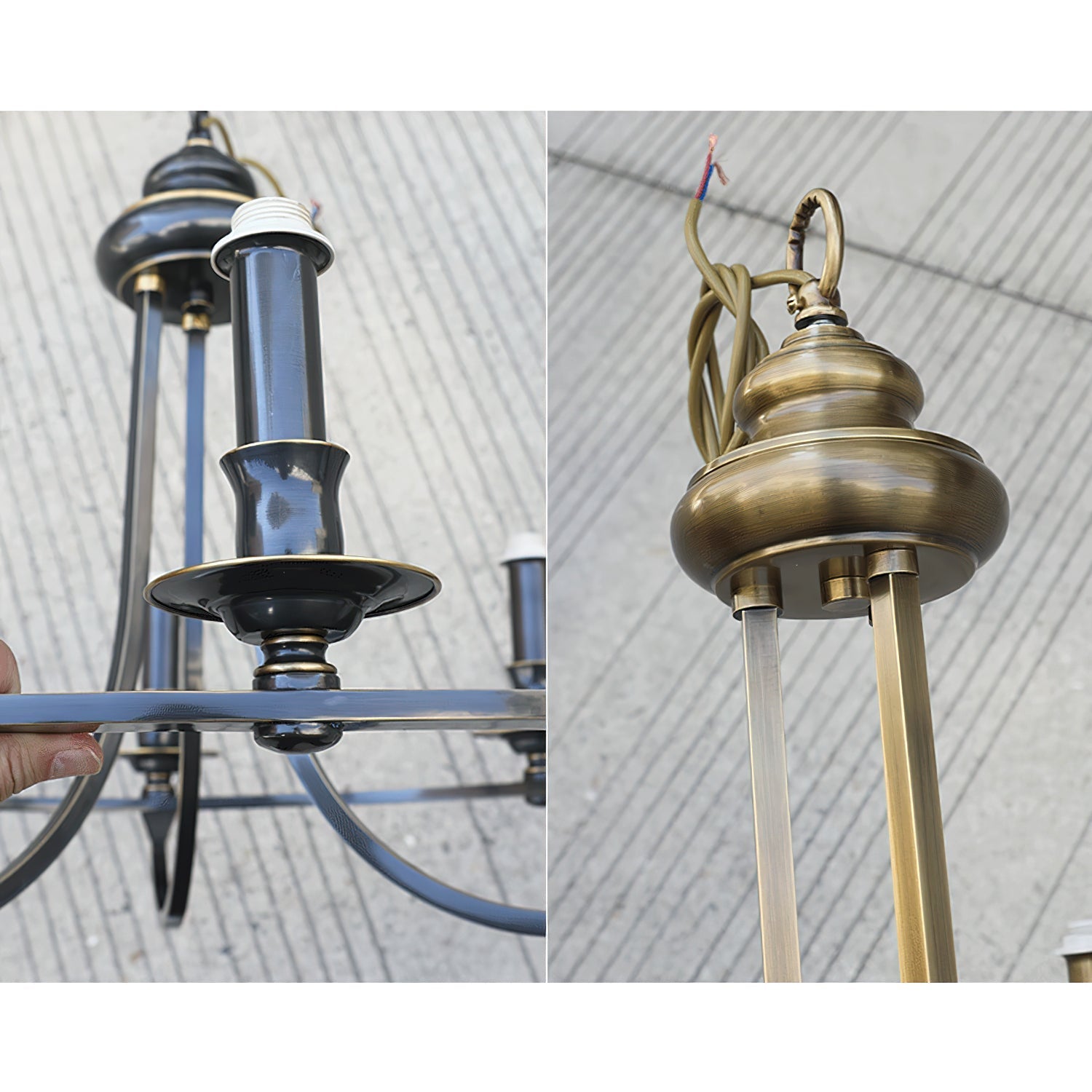 Plume Eleganter Vintage Messing Stoff Kronleuchter-Letslighting