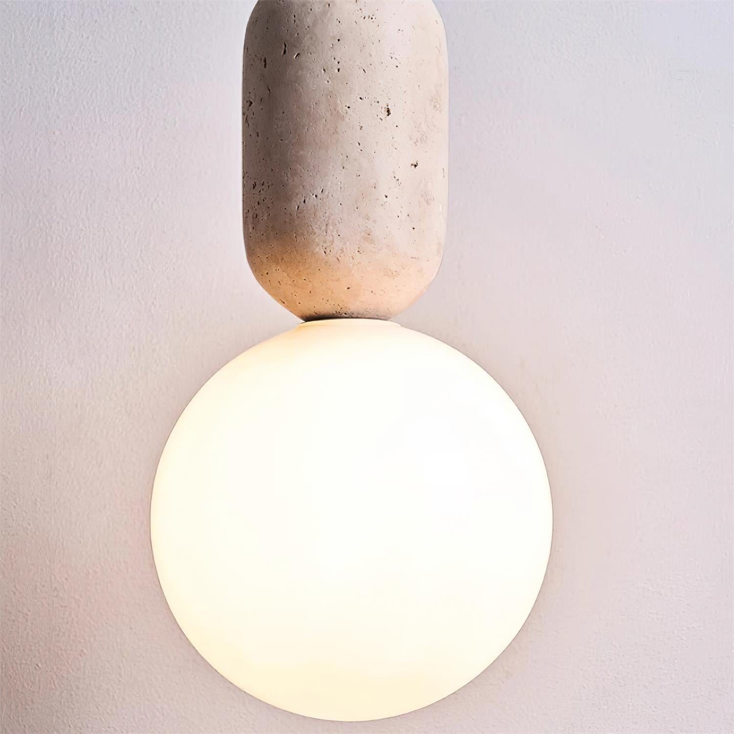 Gavon Glass & Travertine Pendant Lamp - Letslighting