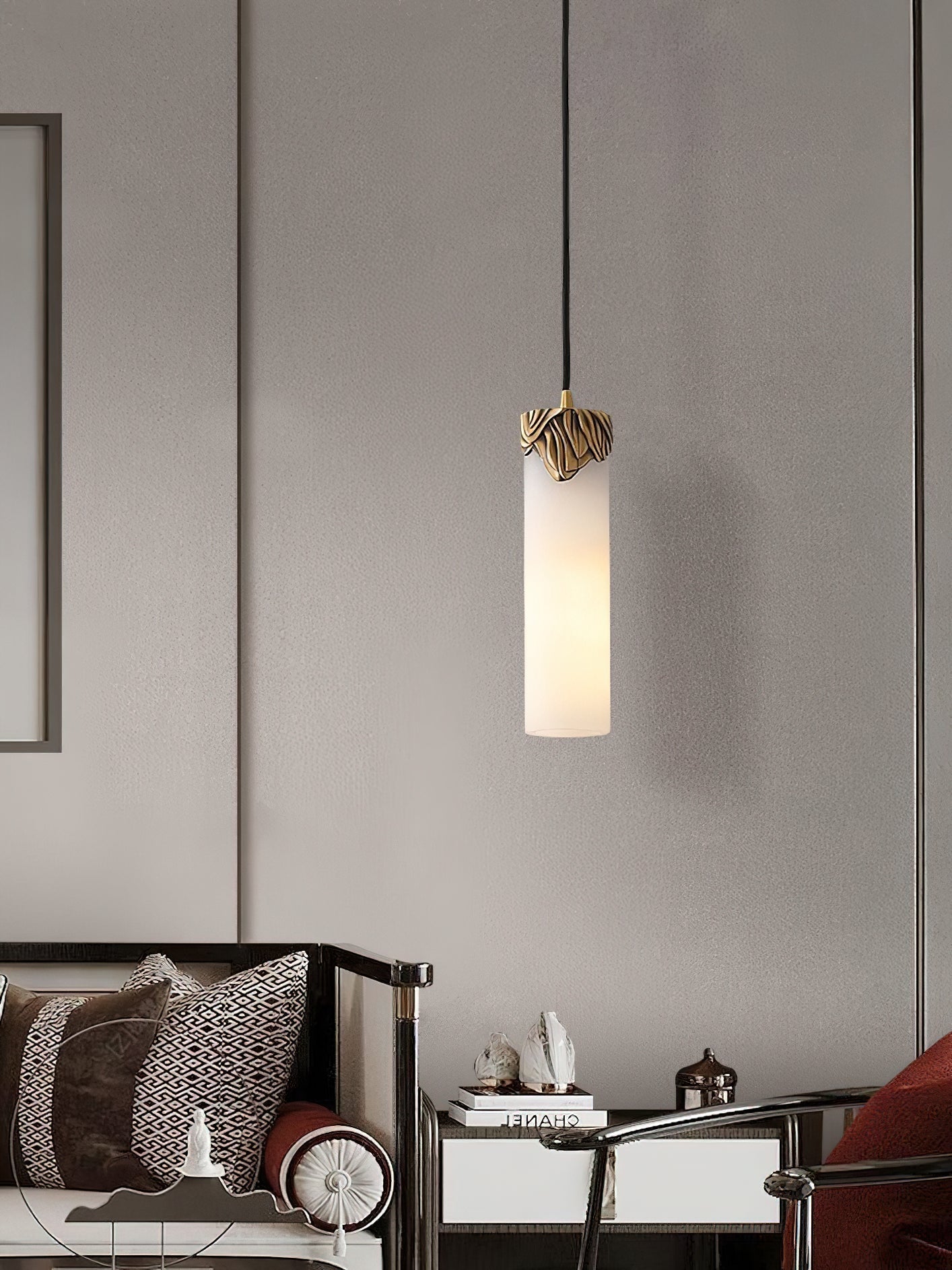 Quiver Modern Minimalist Brass Alabaster Pendant Light - Letslighting